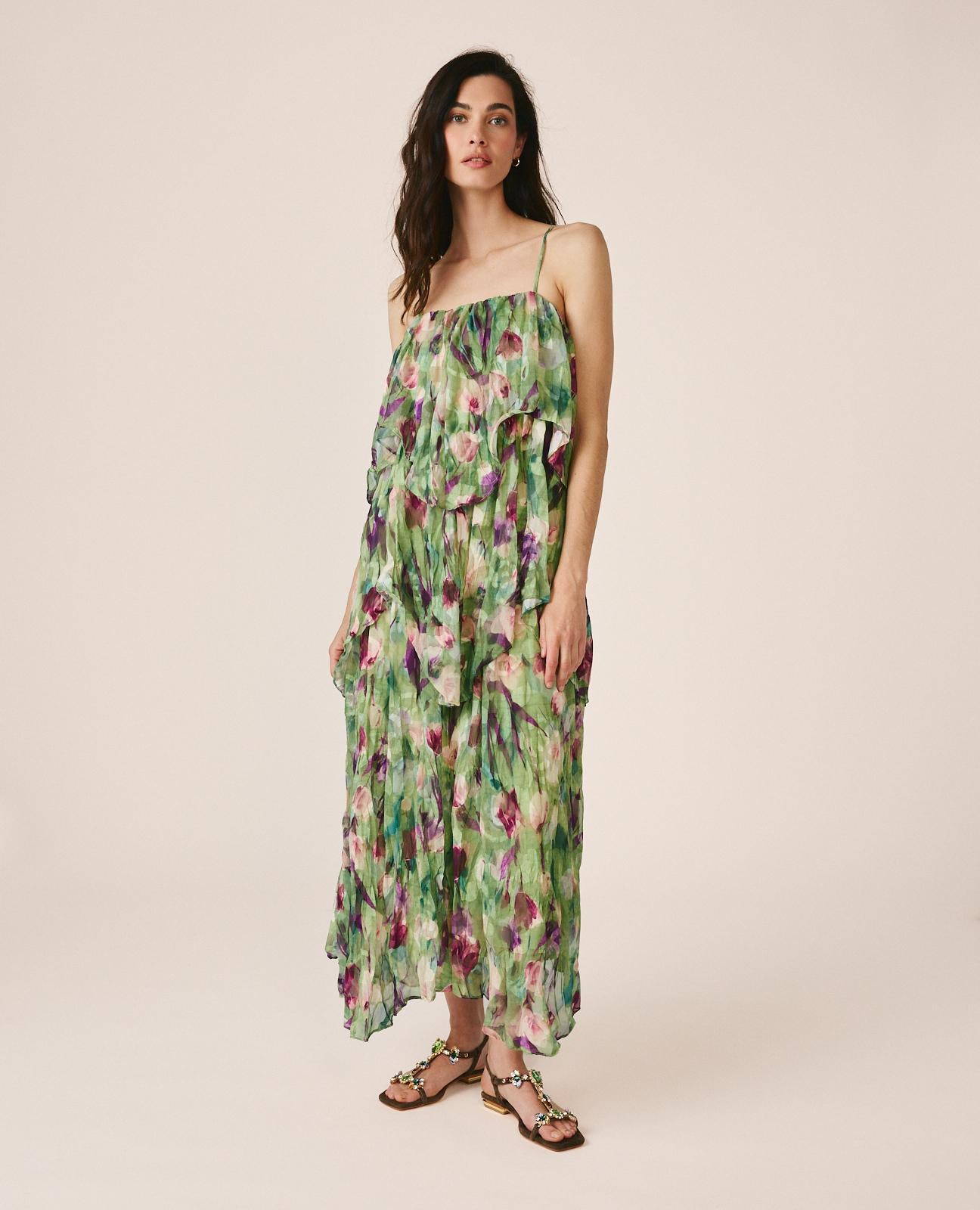 VESTIDO DE GASA FLORAL
