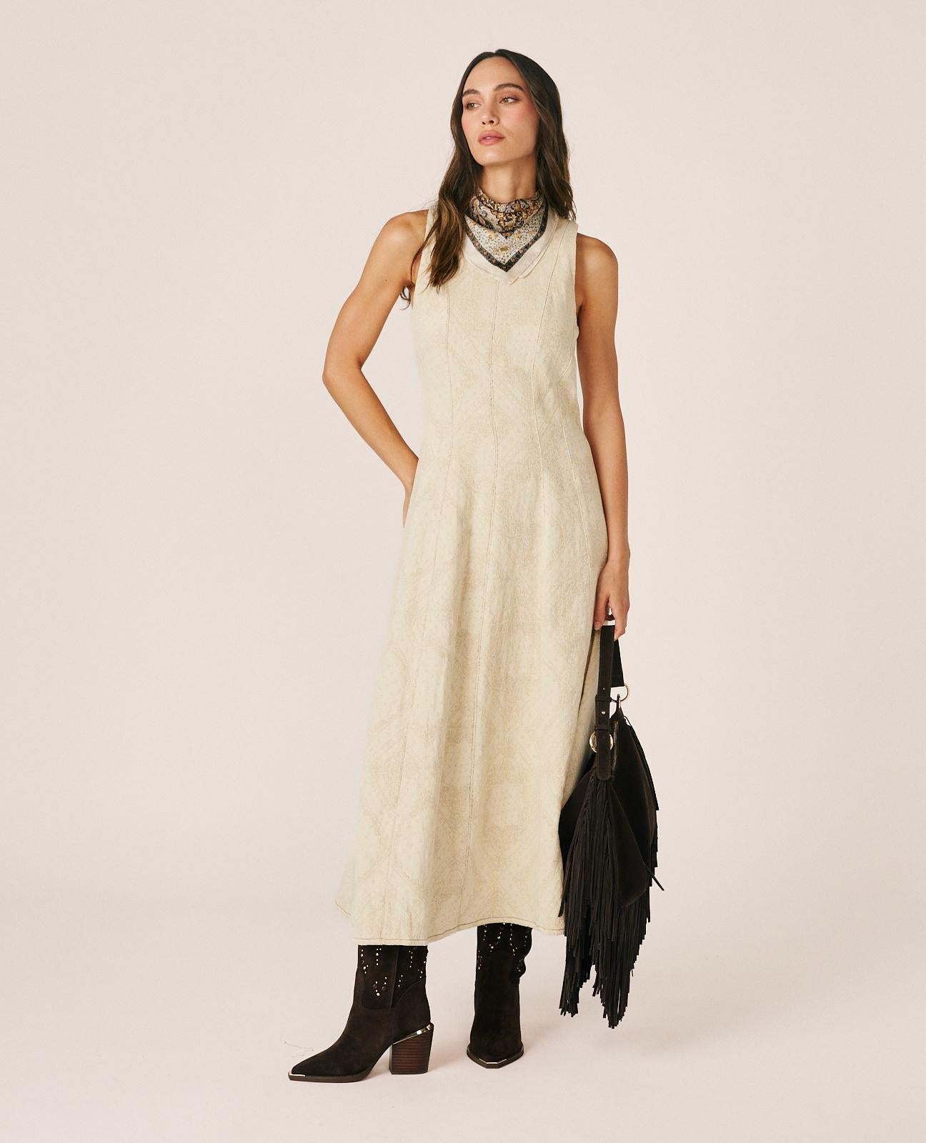 VESTIDO LARGO JACQUARD PAISLEY