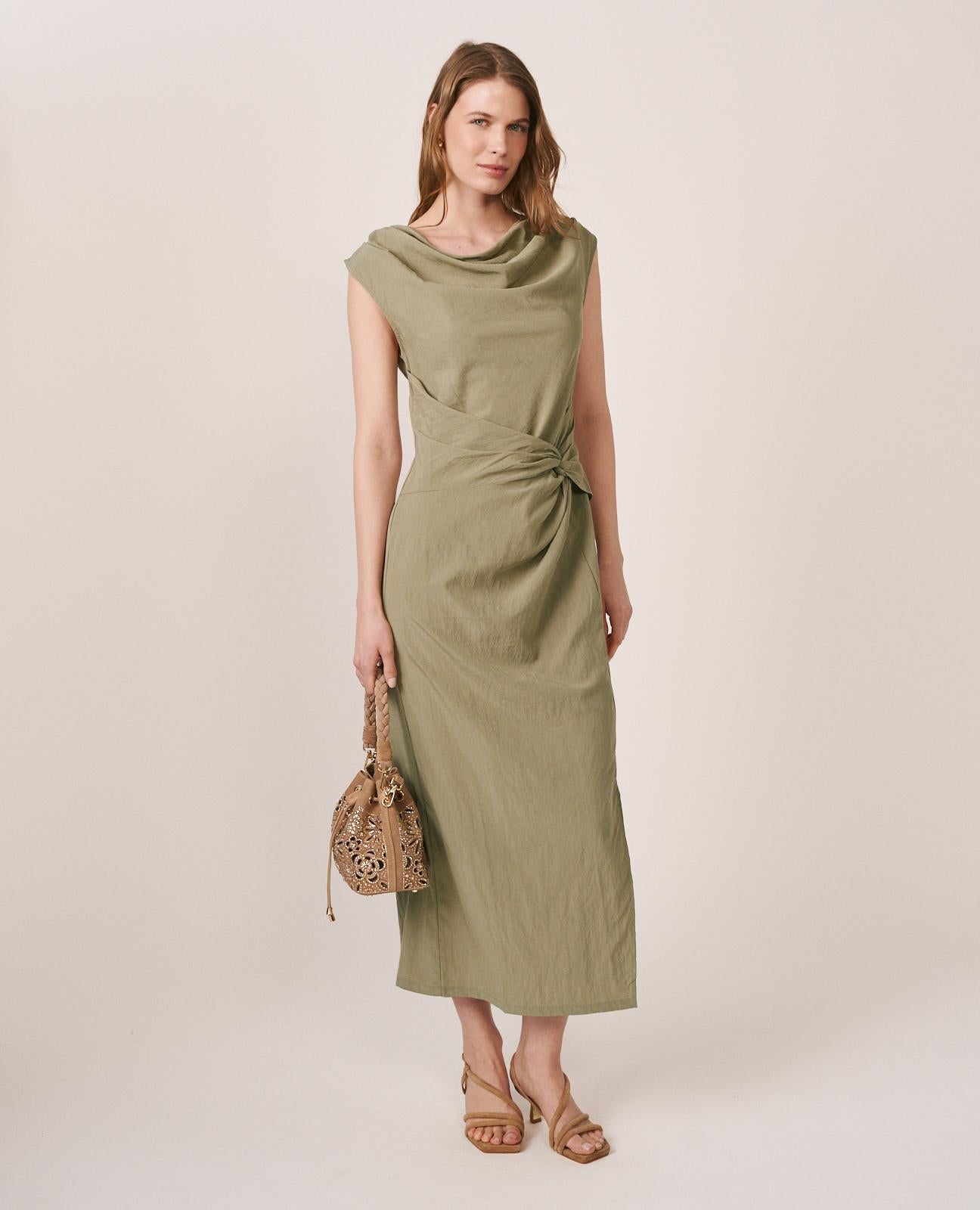 VESTIDO CUELLO DRAPEADO