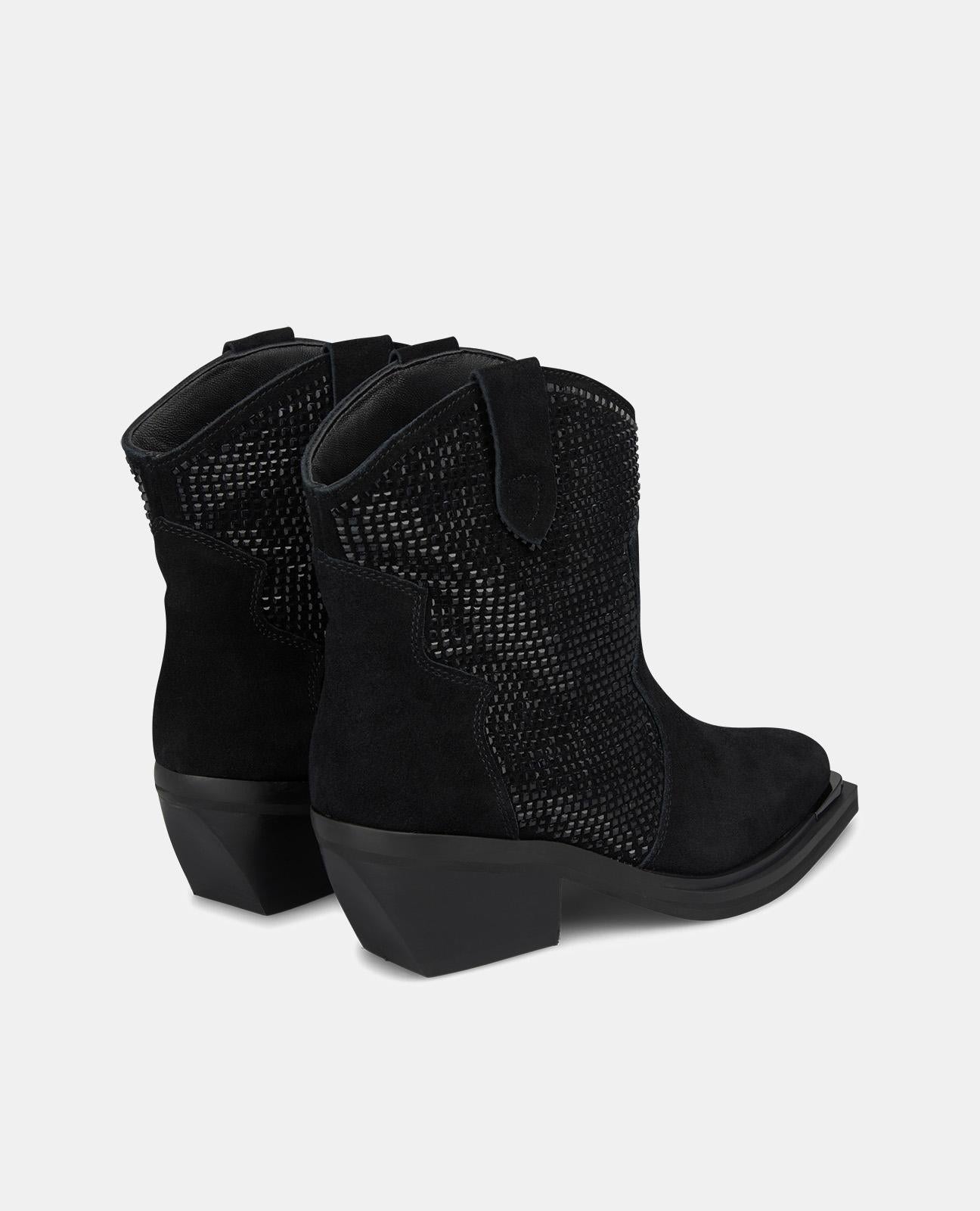 BOTTE DE CHEVILLE PLATE AVEC DÉTAILS PAILLETÉS