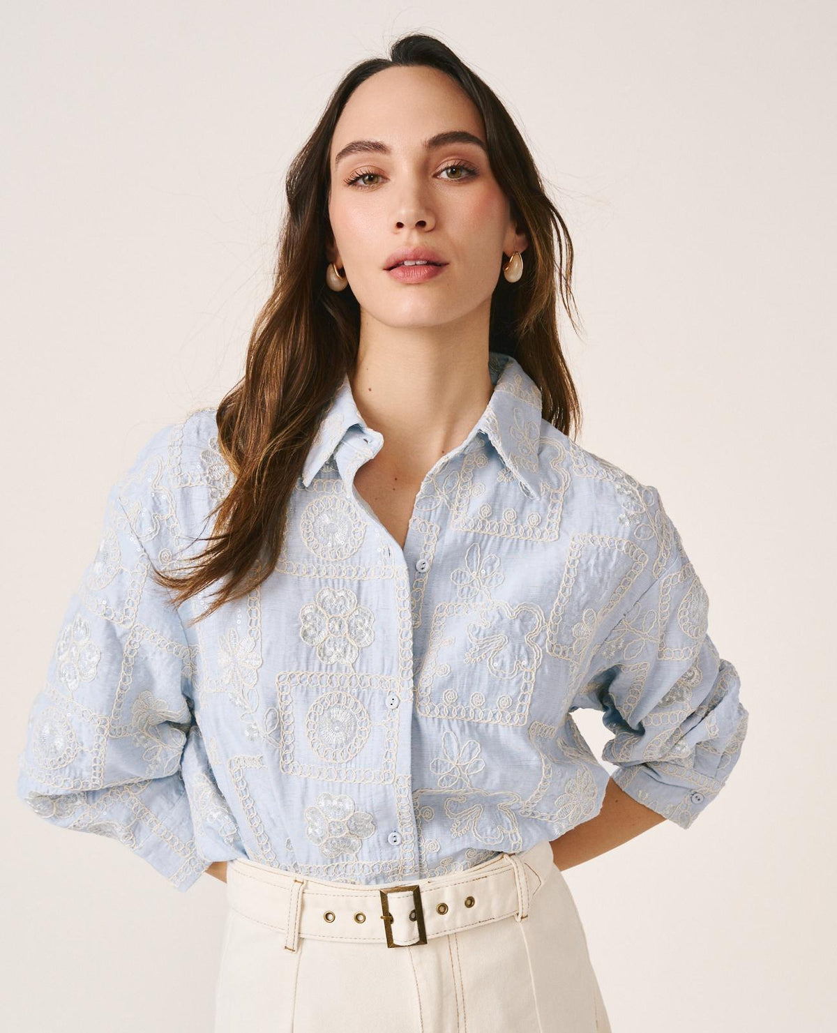 EMBROIDERED SHIRT WITH SEQUINS