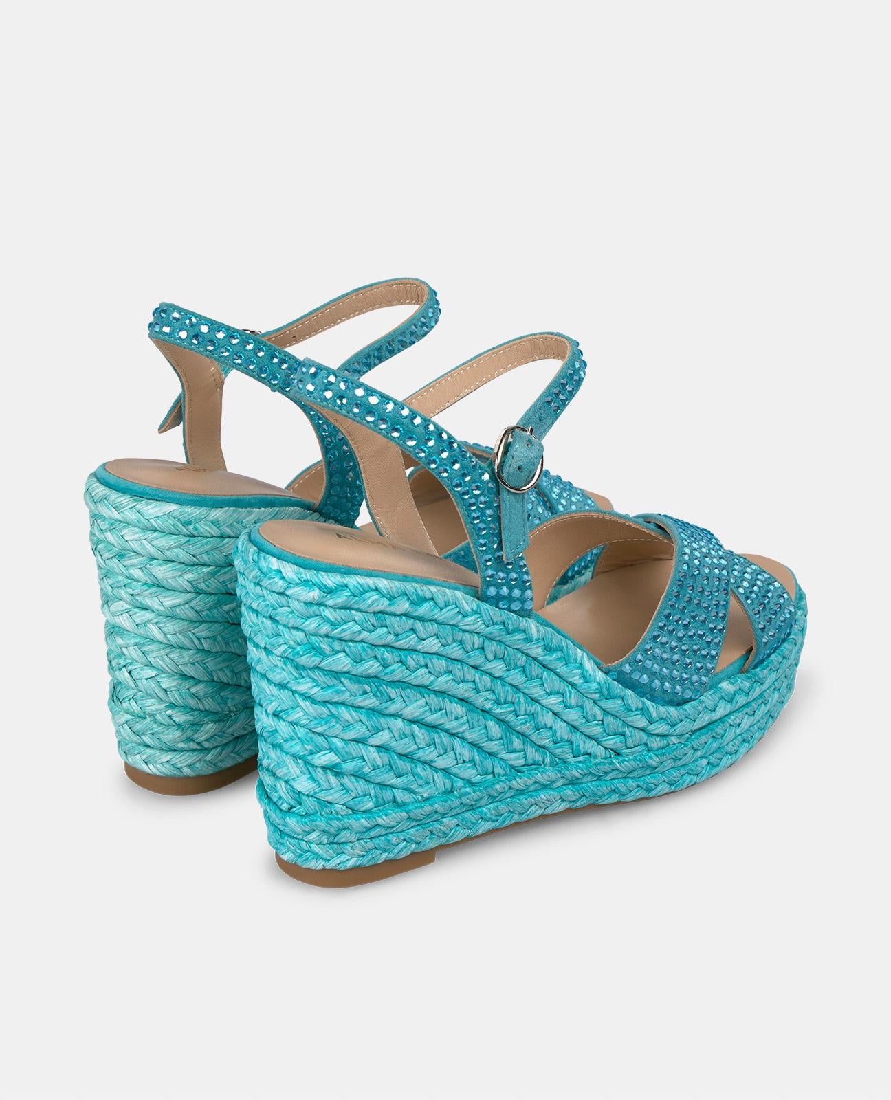 BRAIDED WEDGE WITH RHINESTONES