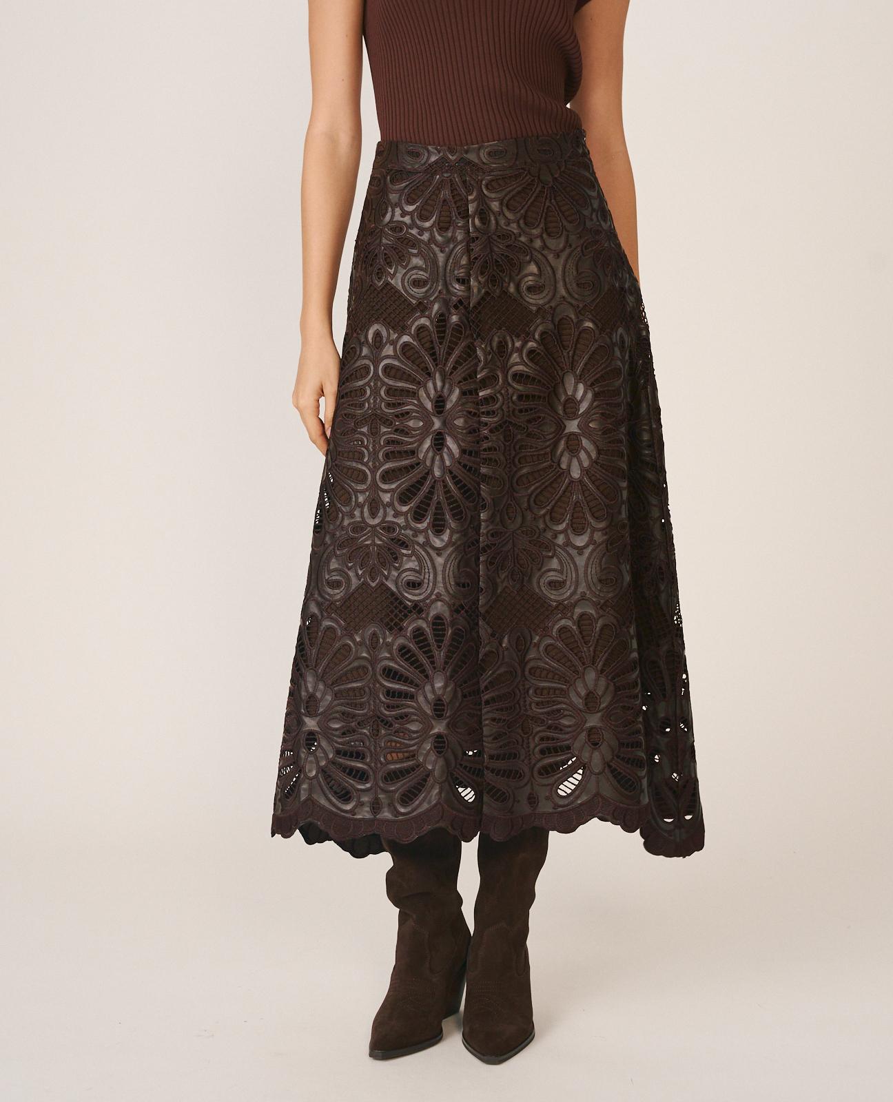 FALDA MIDI POLIPIEL CALADA