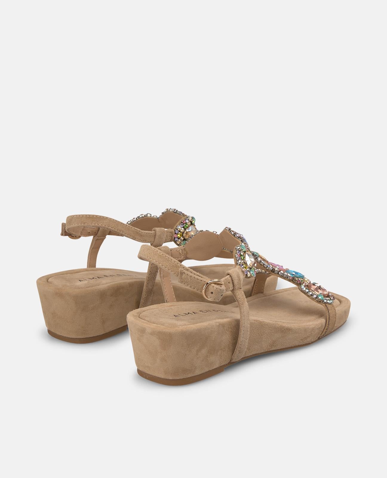 SANDALIA CUÑA PEDRERIA CIRCULAR