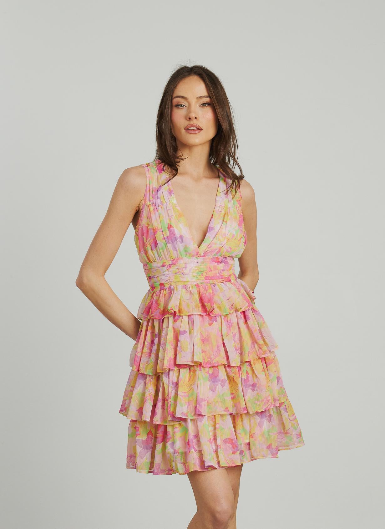 RUFFLED DRESS WITH RUFFLED WAIST