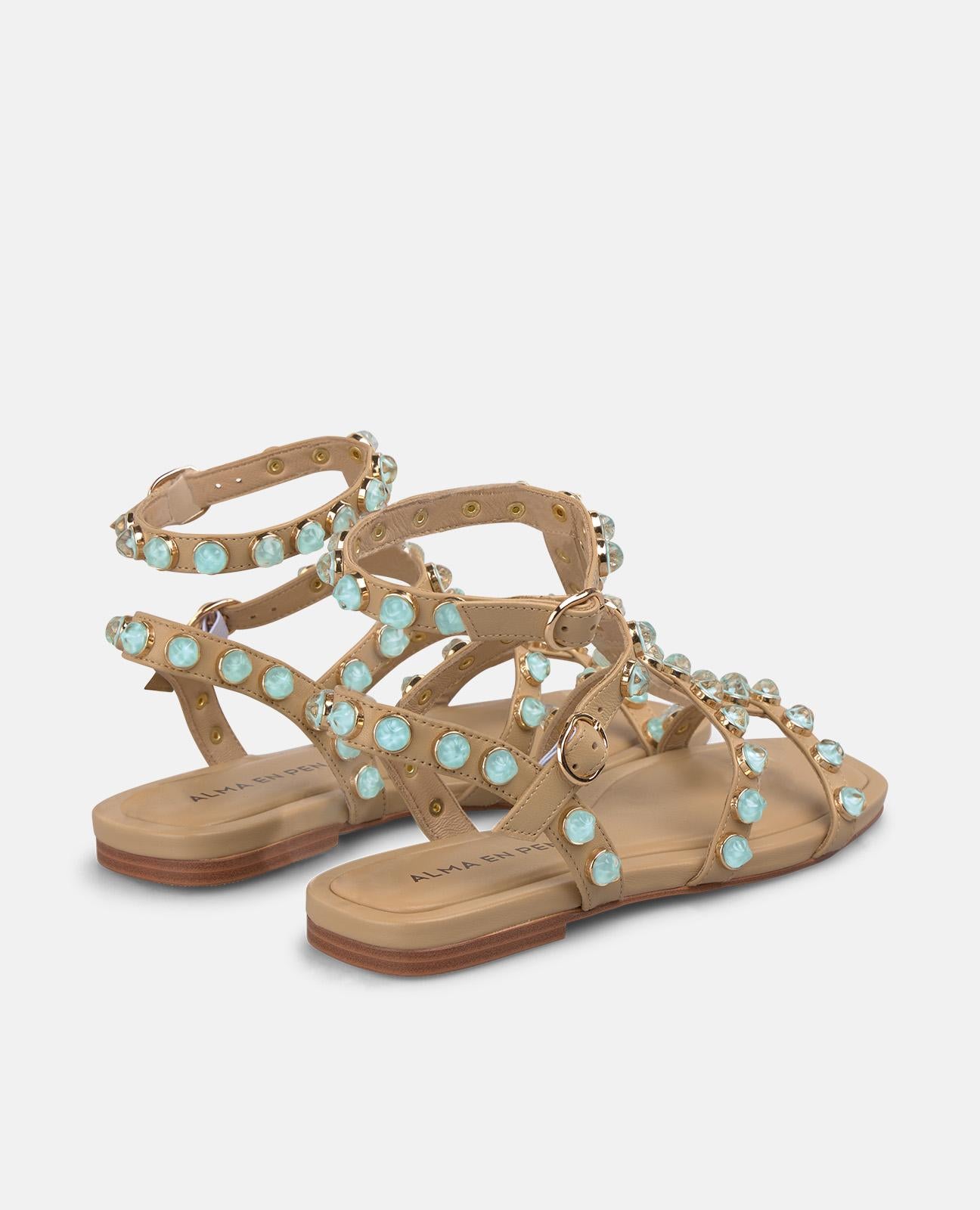 FLAT STRAPPED SANDALS WITH STUDS