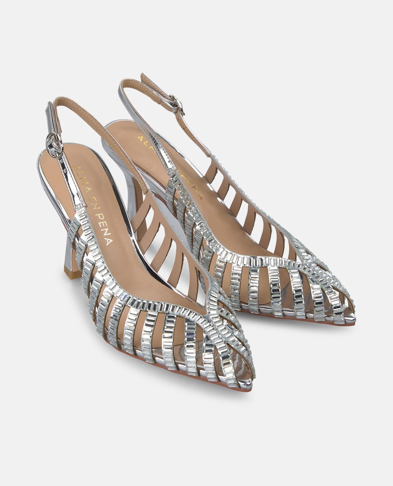 SAPATO DE SALTO COM EFEITO CRISTAL