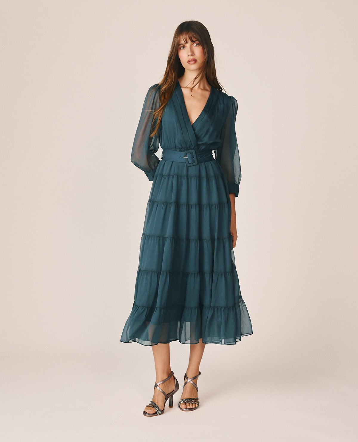 MIDI DRESS WITH A CROSS-FRONT NECKLINE