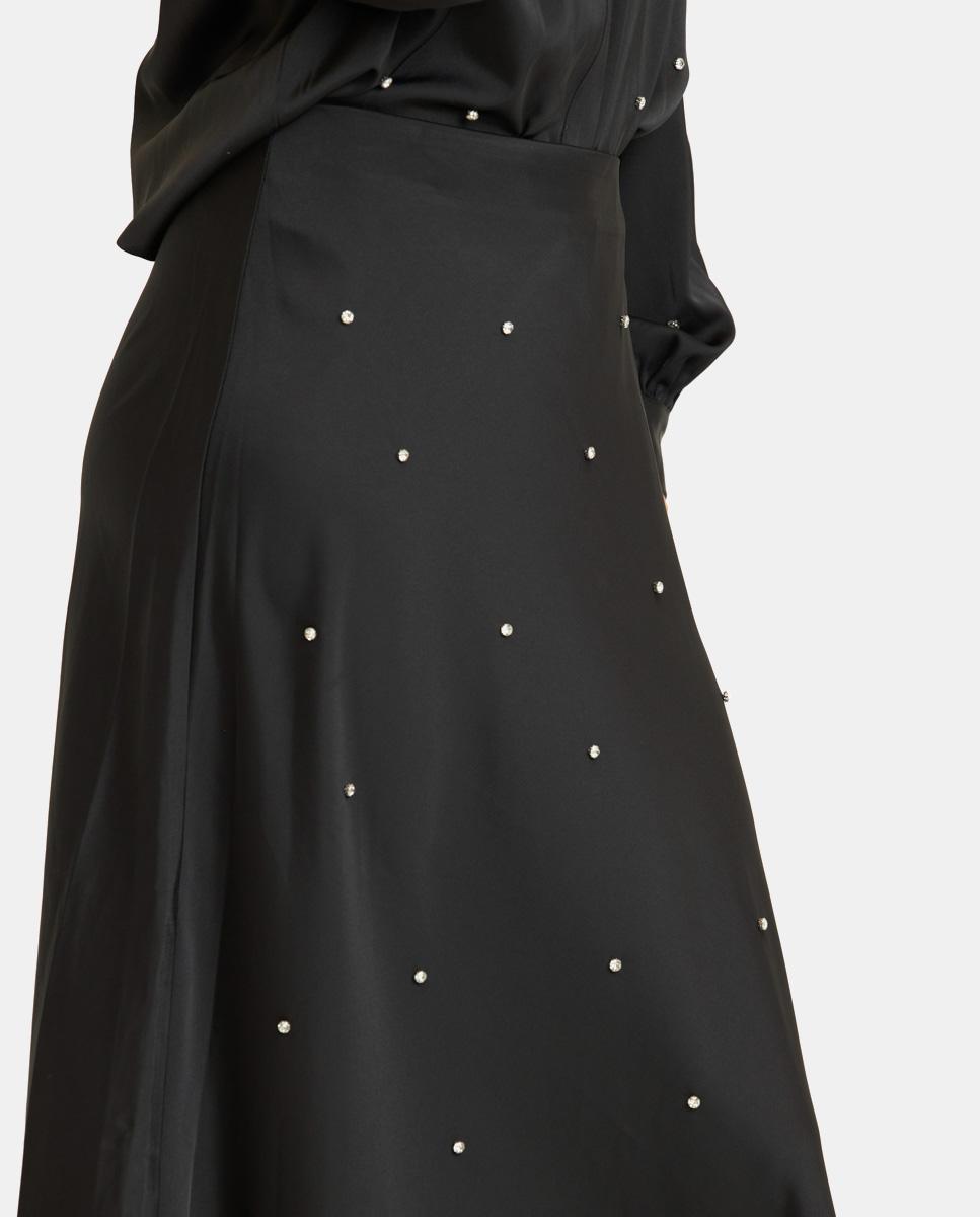 JUPE LONGUE EN SATIN AVEC STRASS