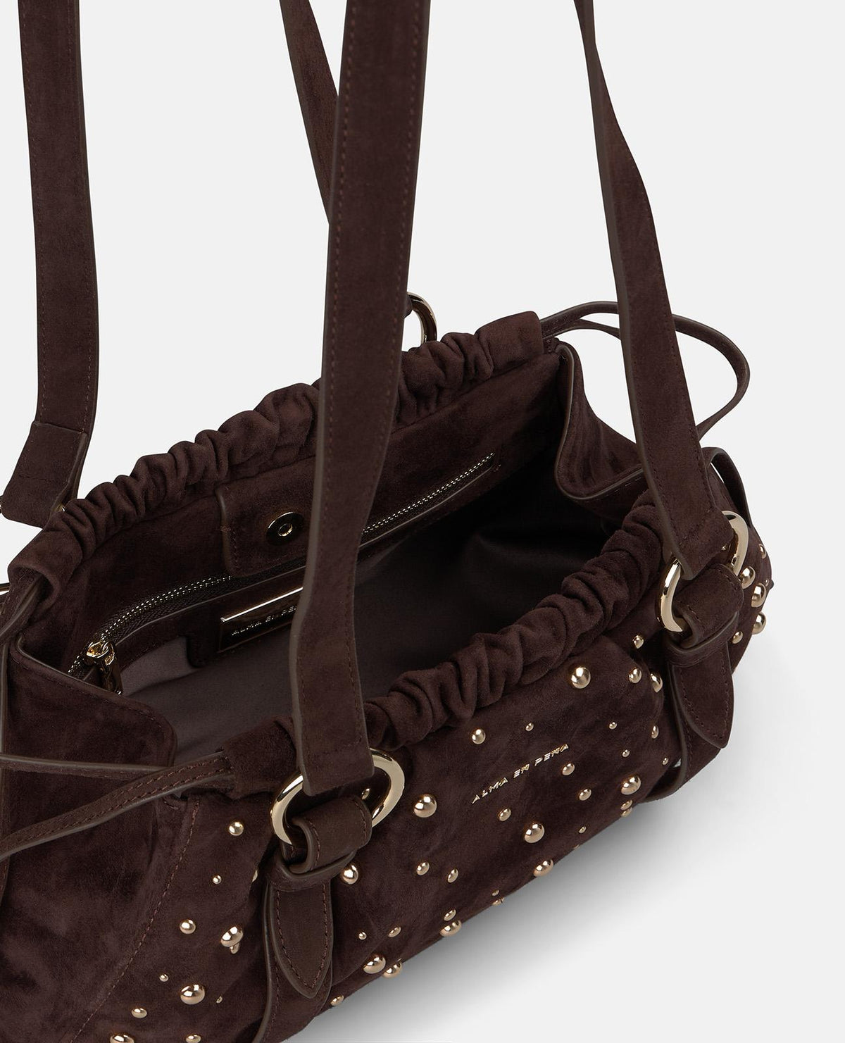 BORSA HOBO IN PELLE CON TACHI METALLICI