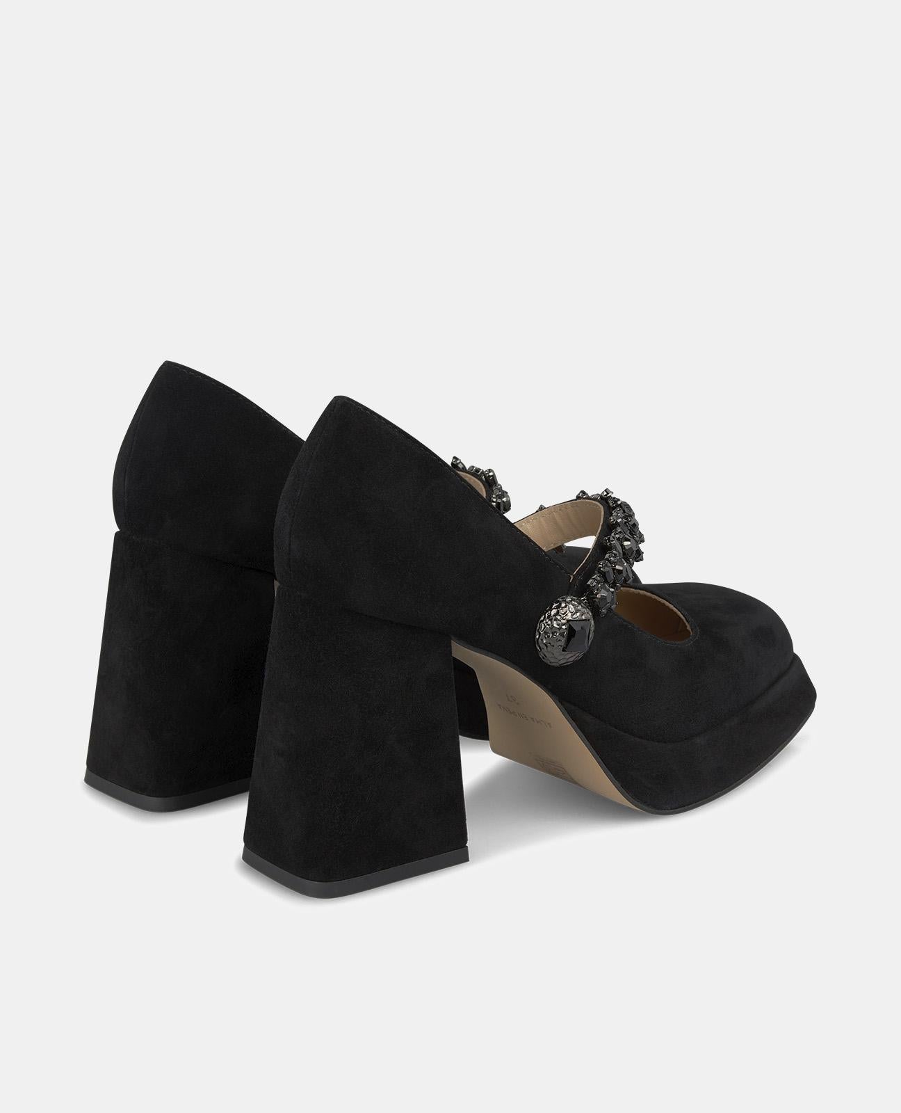 CHAUSSURE À TALON AVEC BOUTON EN STRASS