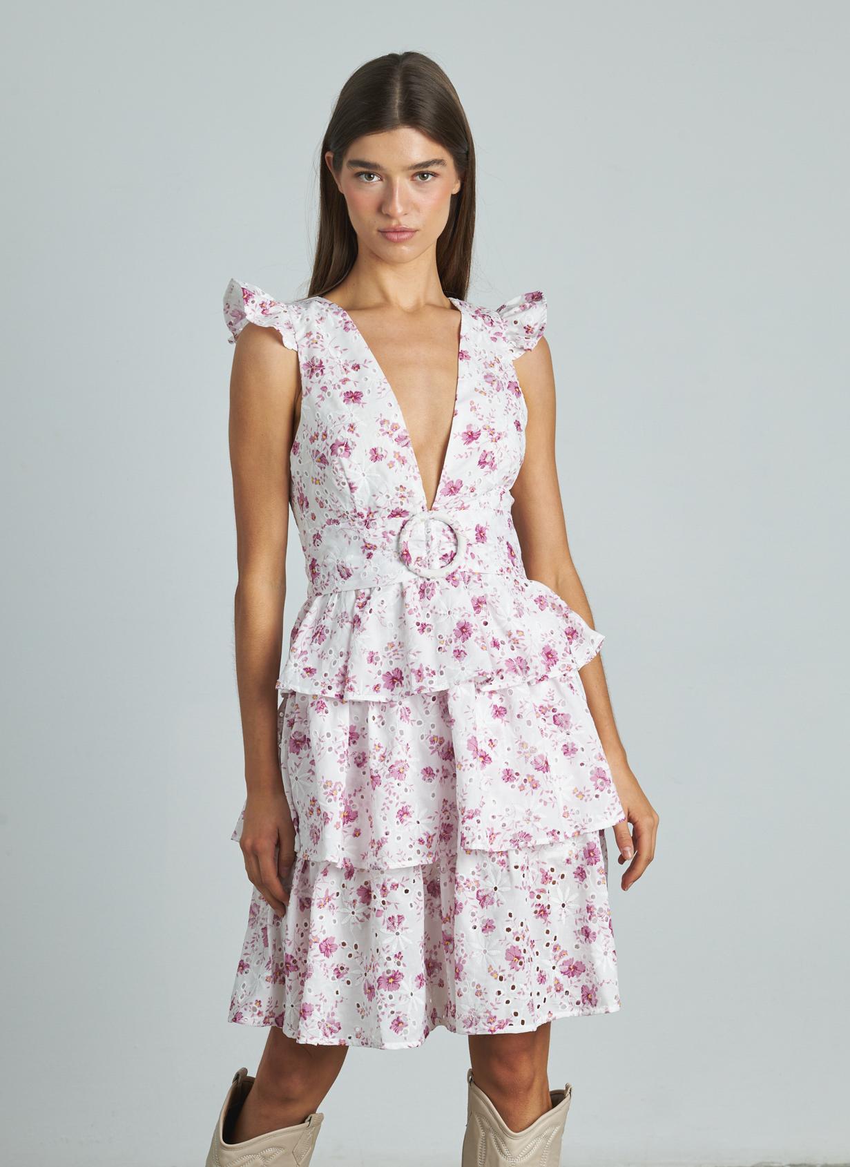 DRESS WITH OPENWORK RUFFLES