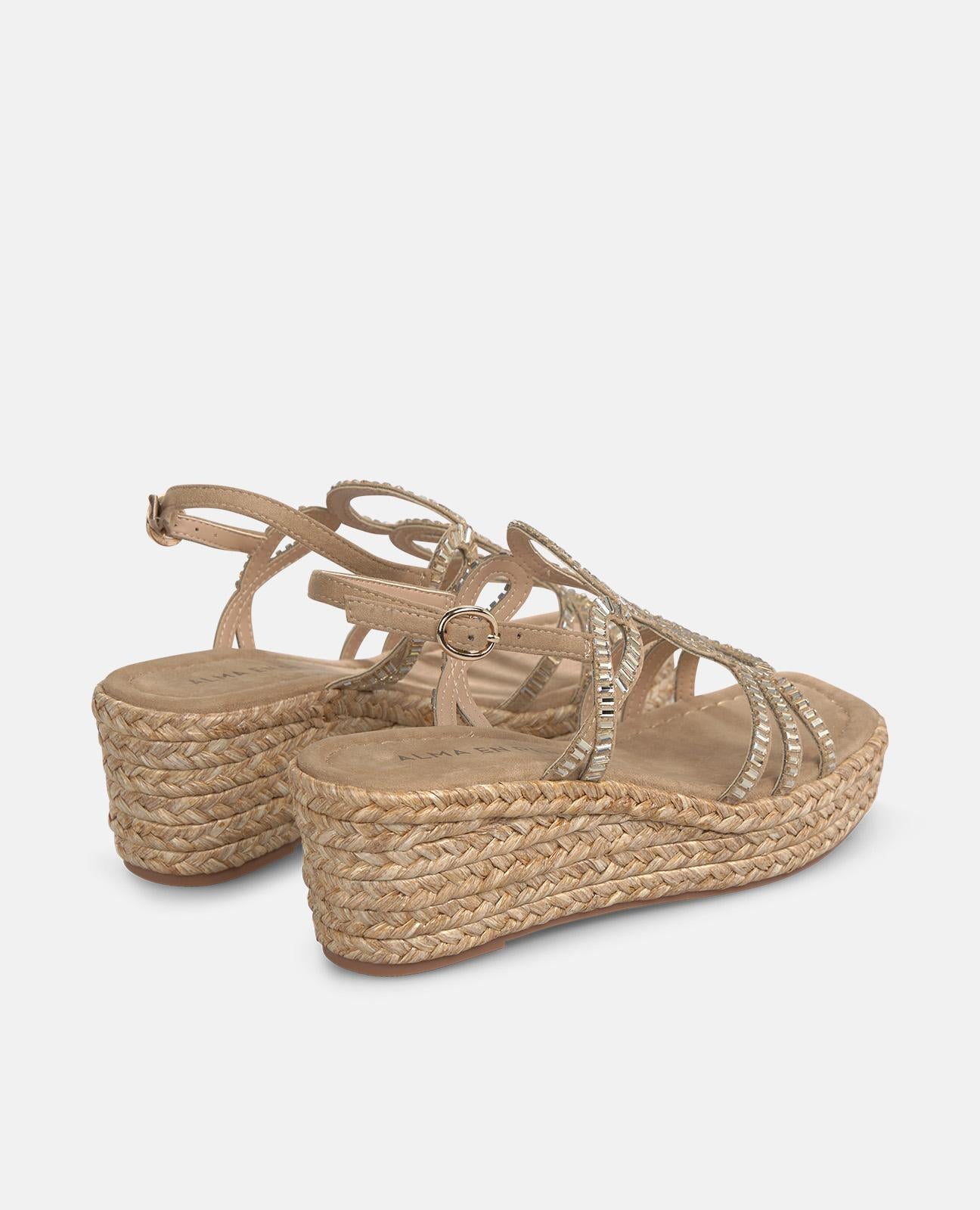 Sandálias de cunha com tiras circulares