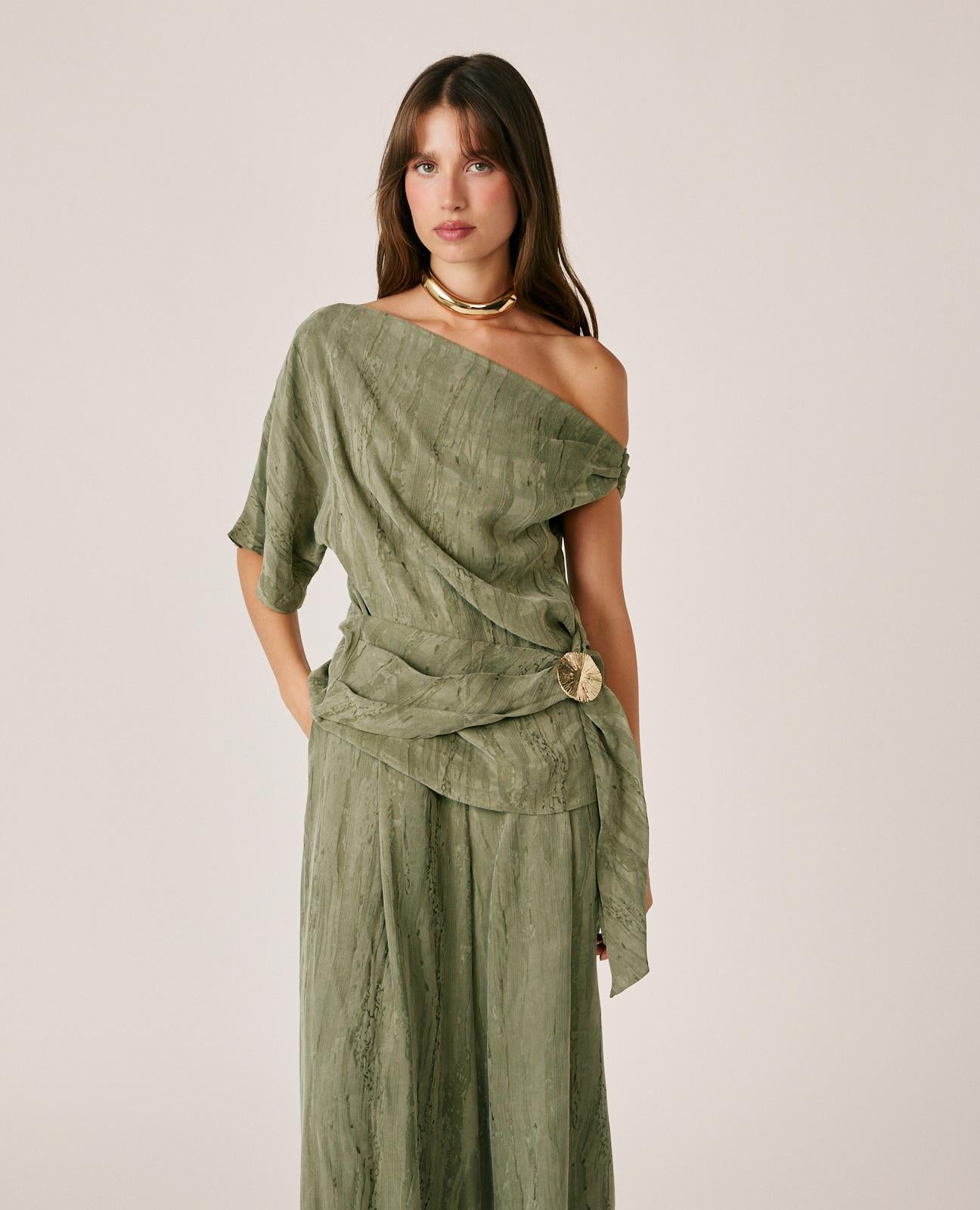 BLUSA JACQUARD ASIMÉTRICA