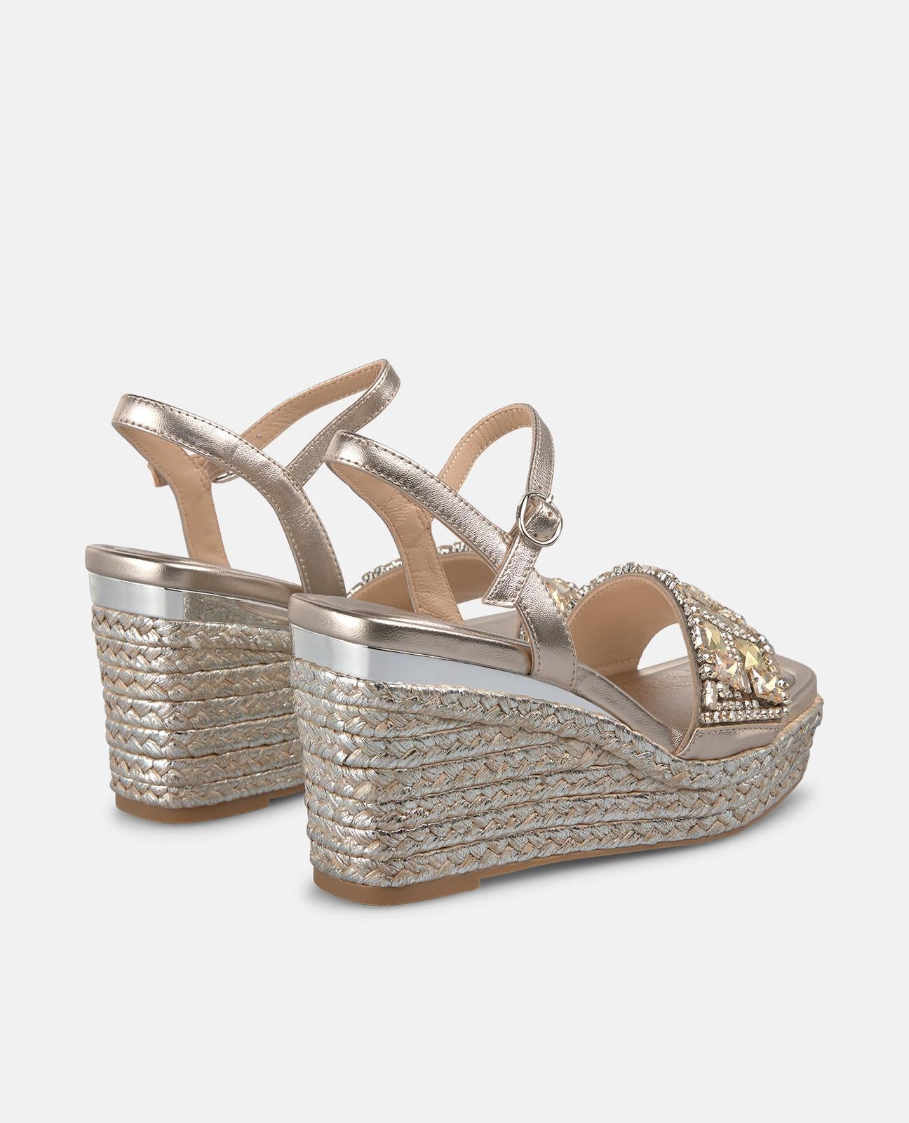 ESPARTO WEDGE SANDAL WITH BEADED STRAP