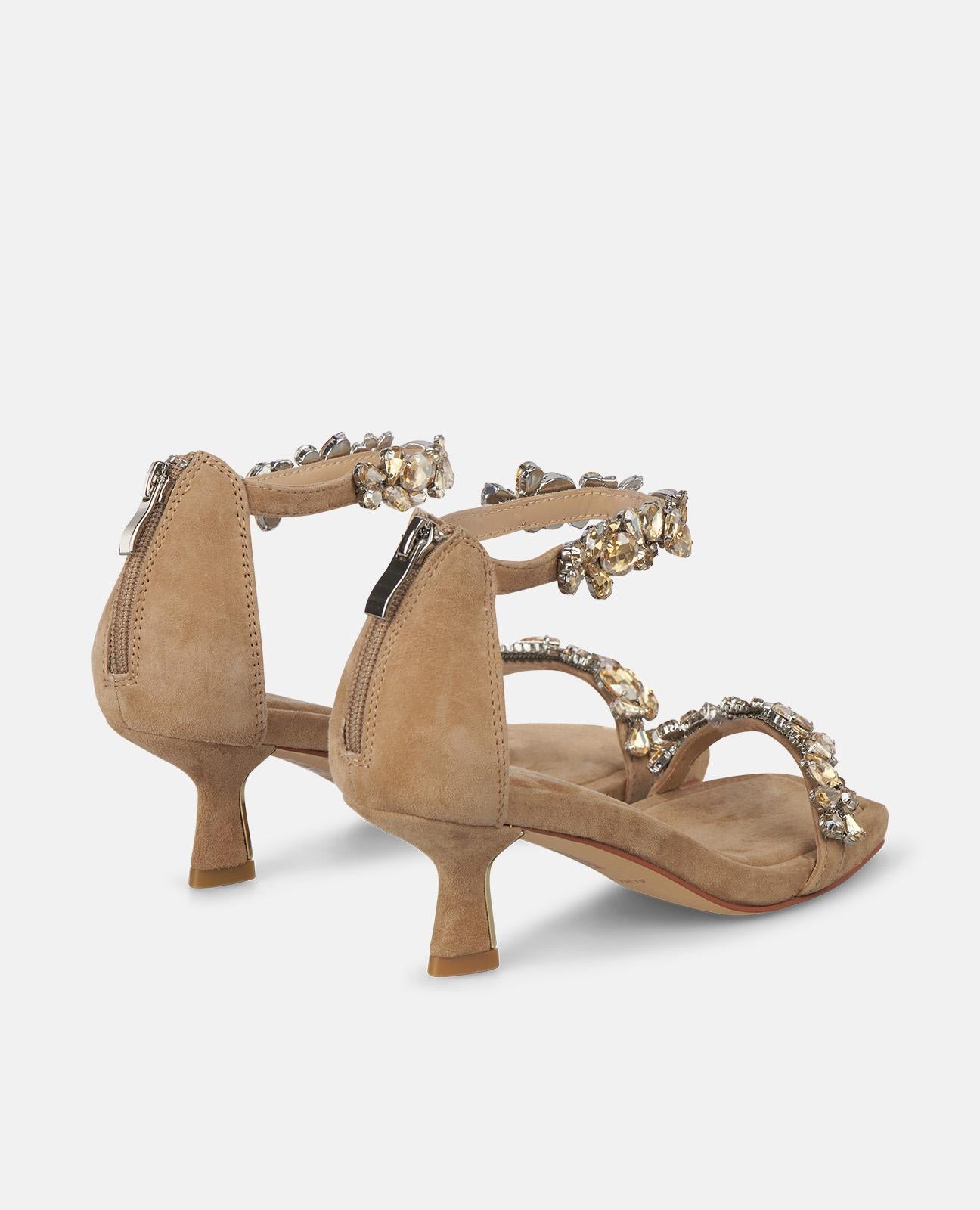 HEELED SANDAL WITH RHINESTONES