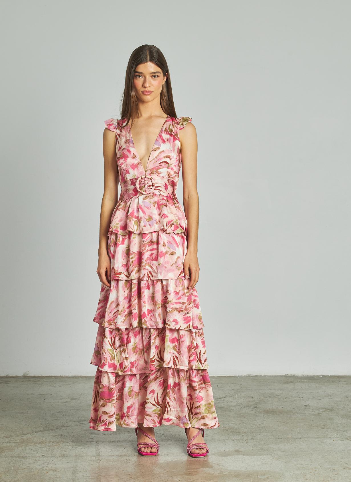 BUCKLE RUFFLE DRESS
