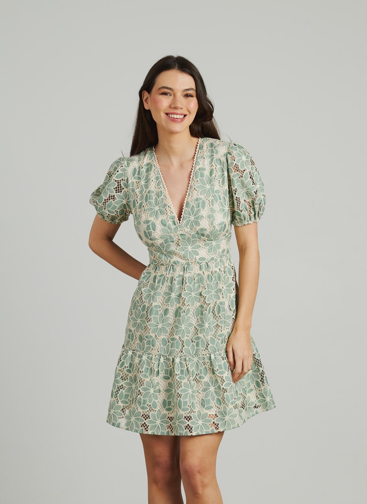 MINI DRESS EMBROIDERED FLOWERS