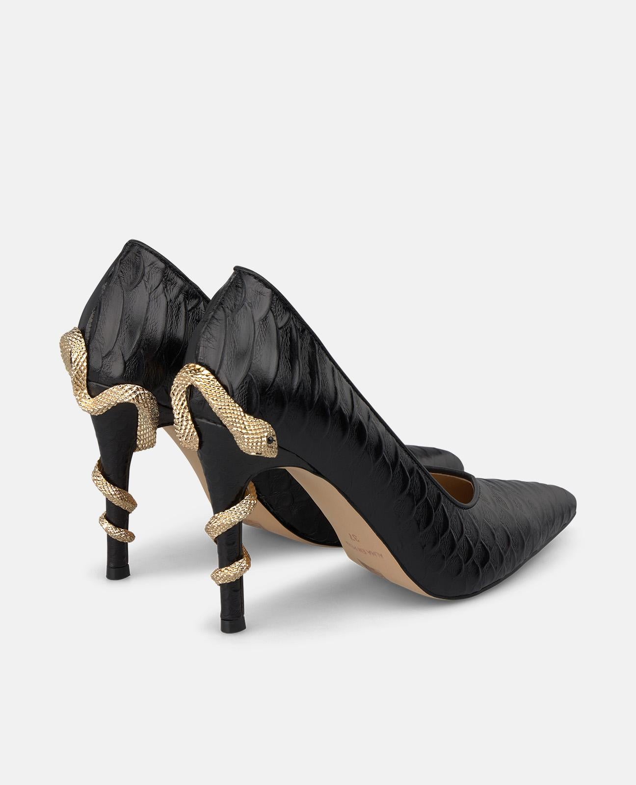 ZAPATO PIEL TACÓN CON SERPIENTE