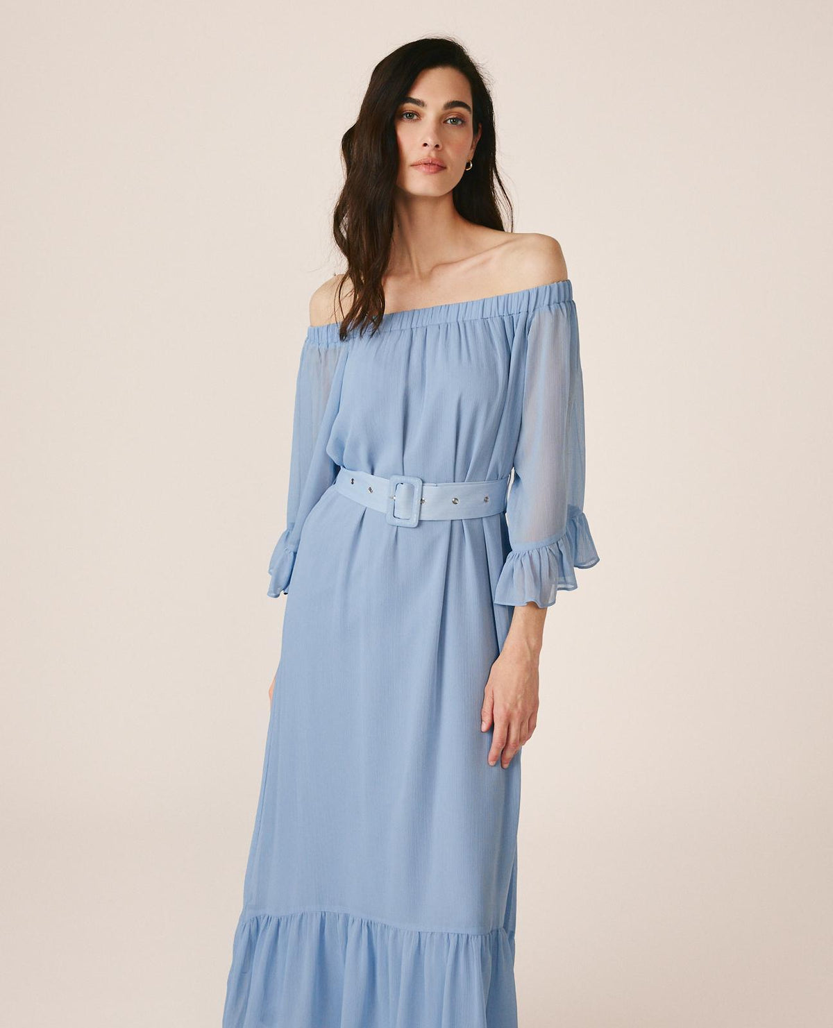 VESTIDO MIDI MANGA ACAMPANADA
