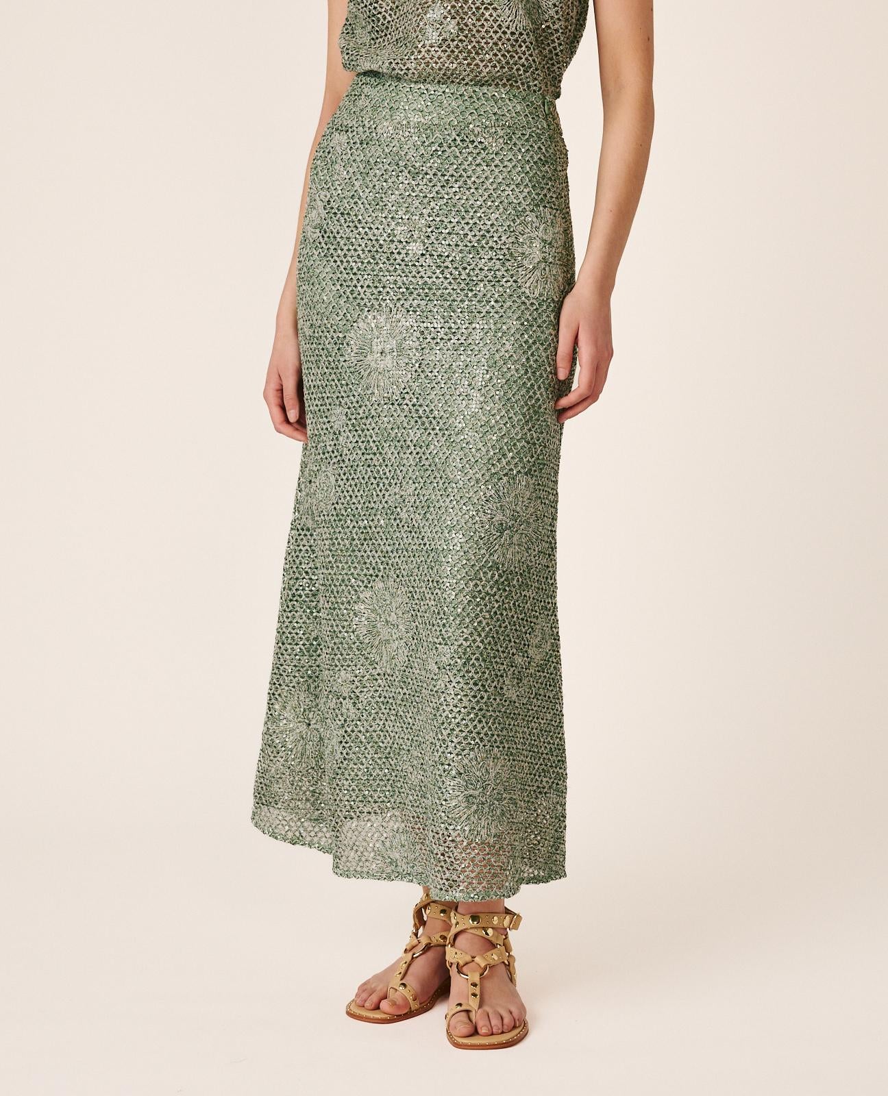 SEQUINED MIDI SKIRT