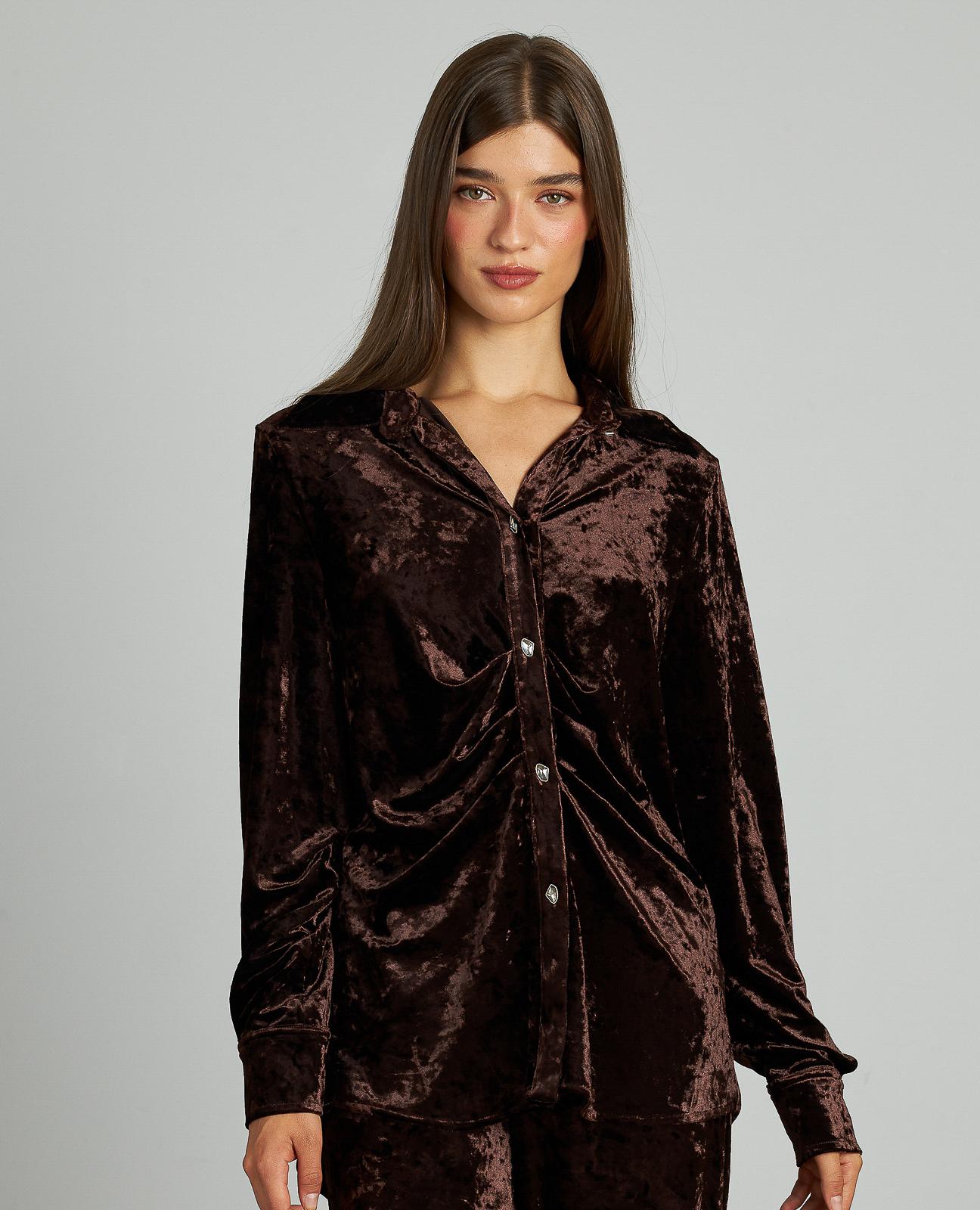 CAMISA DRAPEADA TERCIOPELO