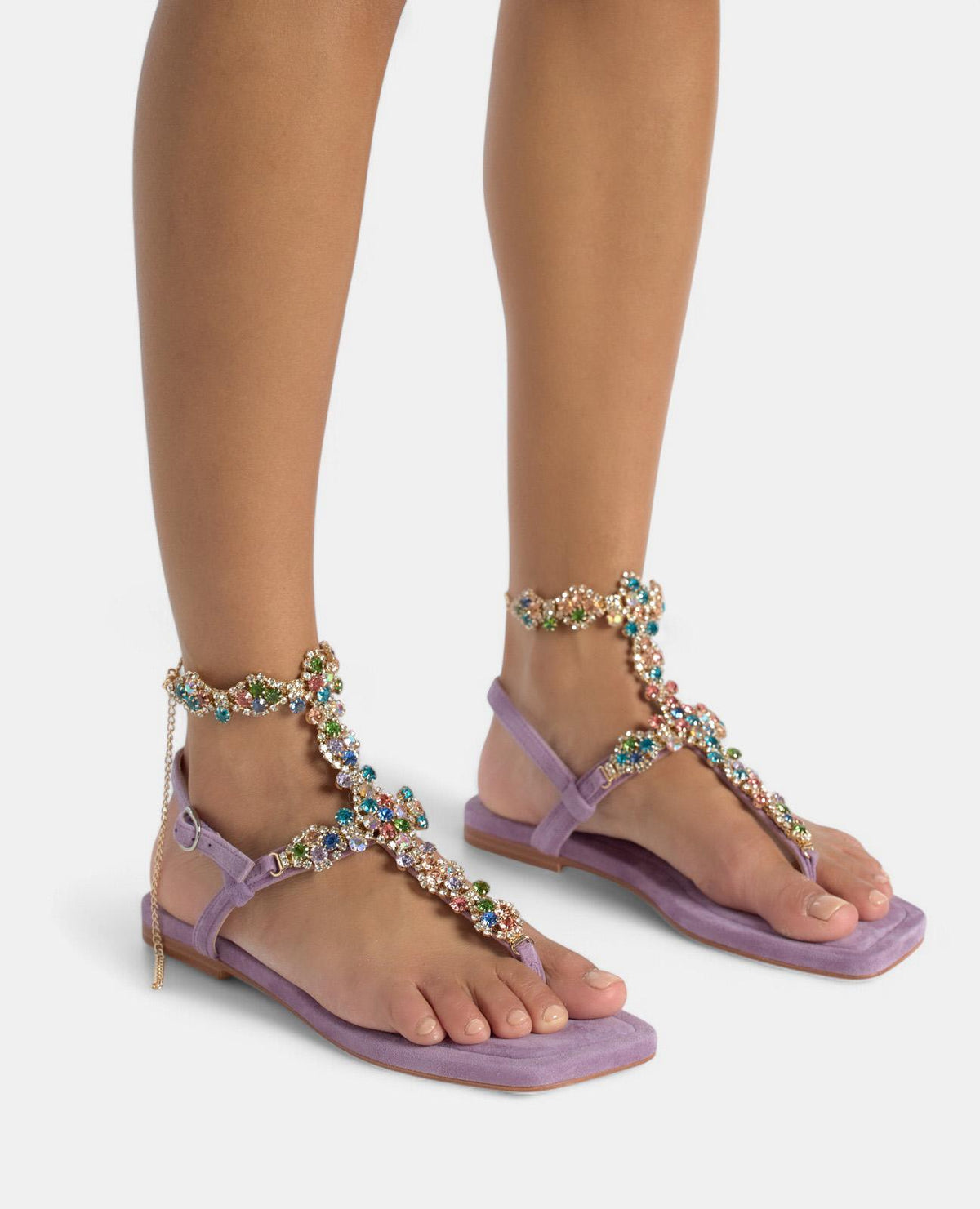 SANDALIA PEDRERÍA MULTICOLOR