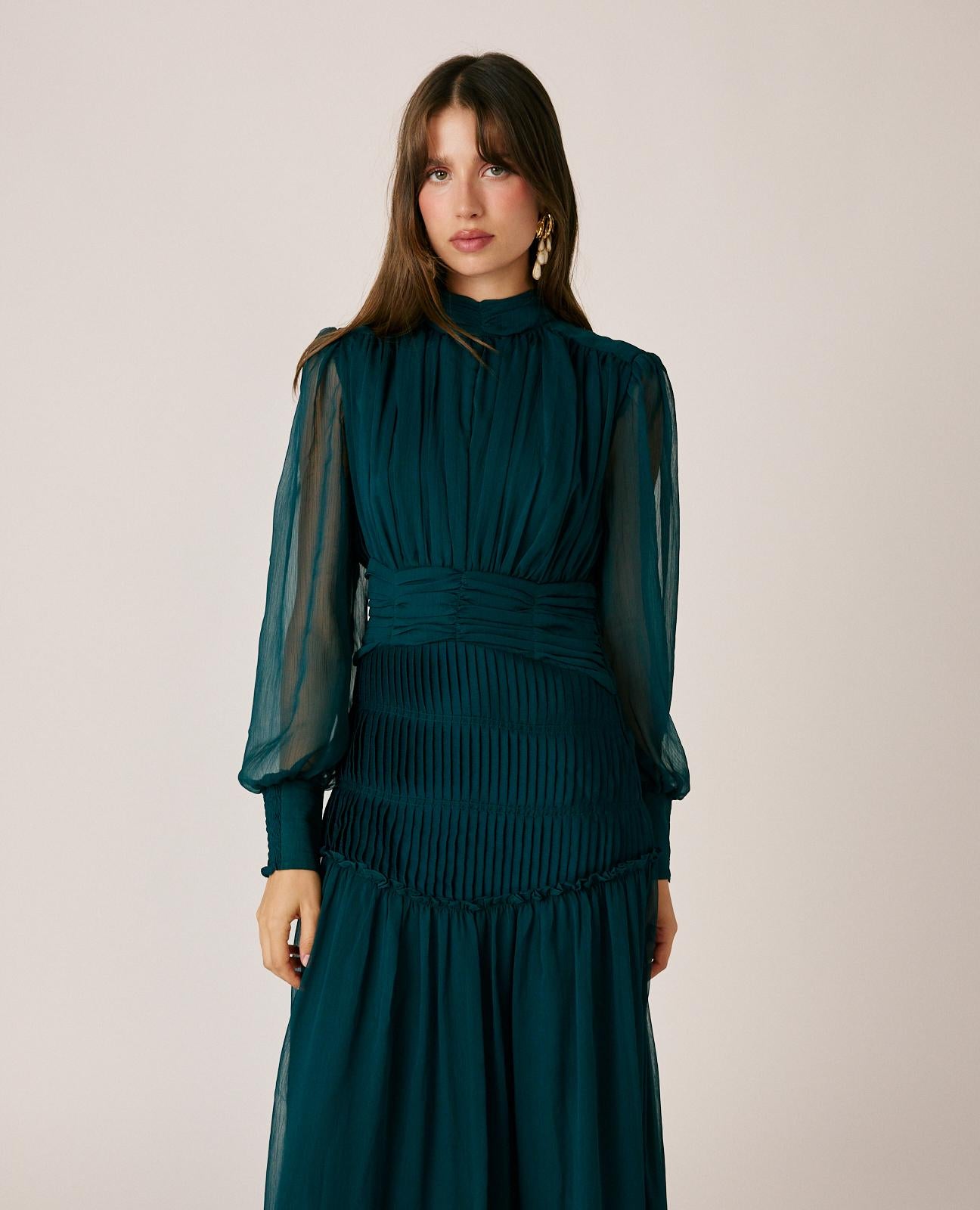 VESTIDO LARGO GASA PLISADO