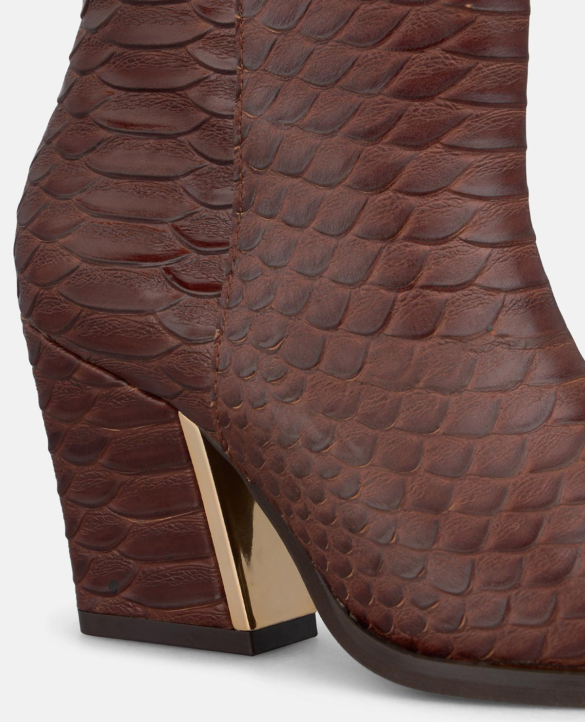 TEXTURED LEATHER ANKLE BOOTS WITH A SNAKE-LIKE EFFECT