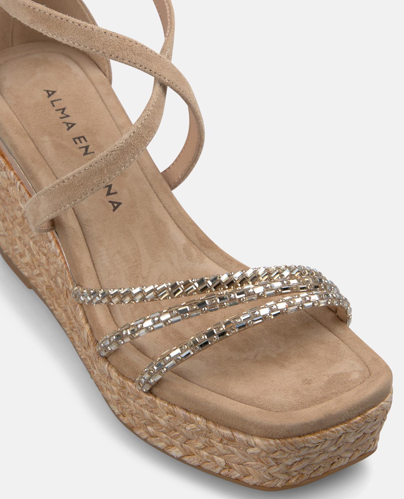 SANDALIA CUÑA ESPARTO TIRAS MULTIPOSICION