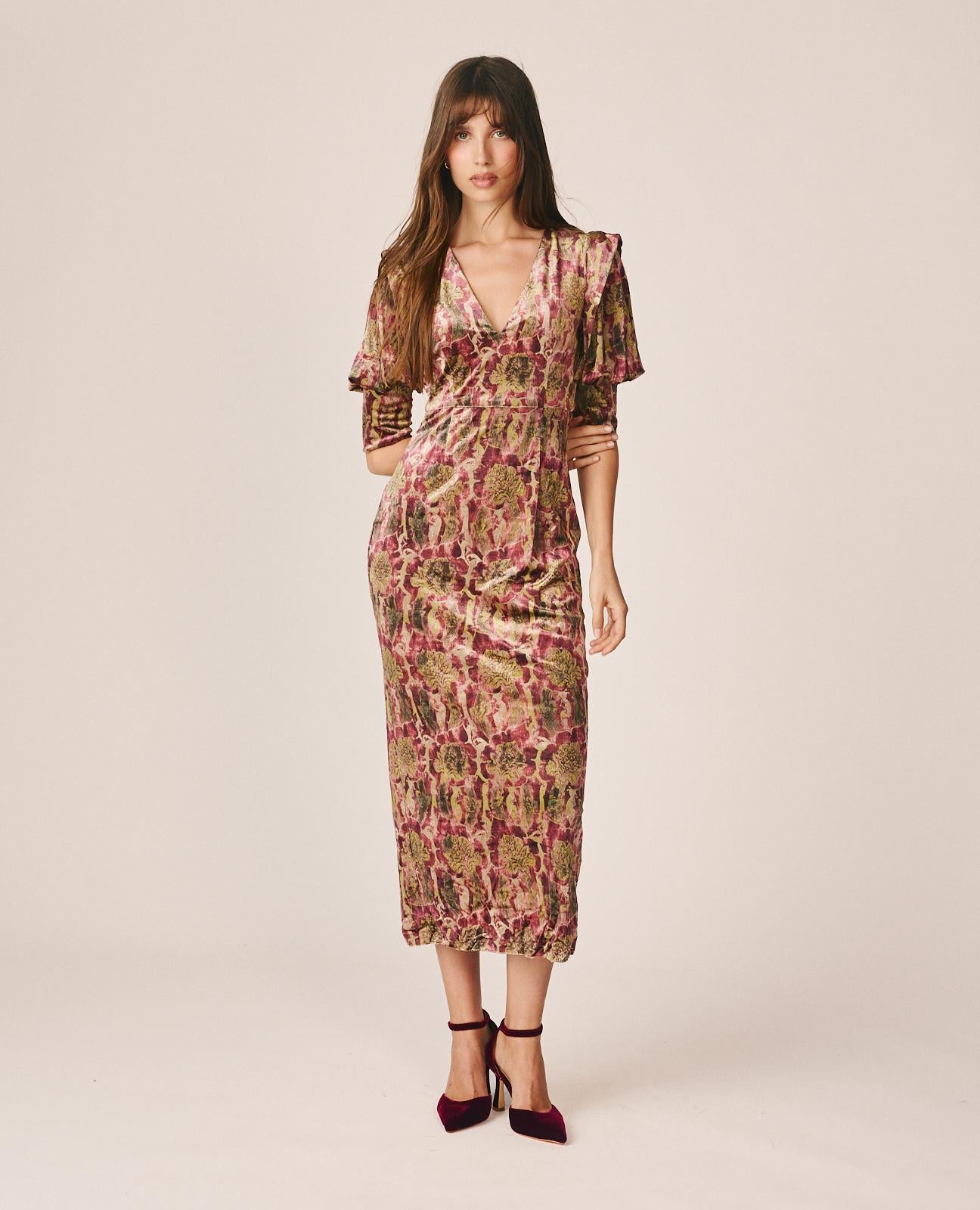 VESTIDO MIDI ESTAMPADO ABSTRACTO