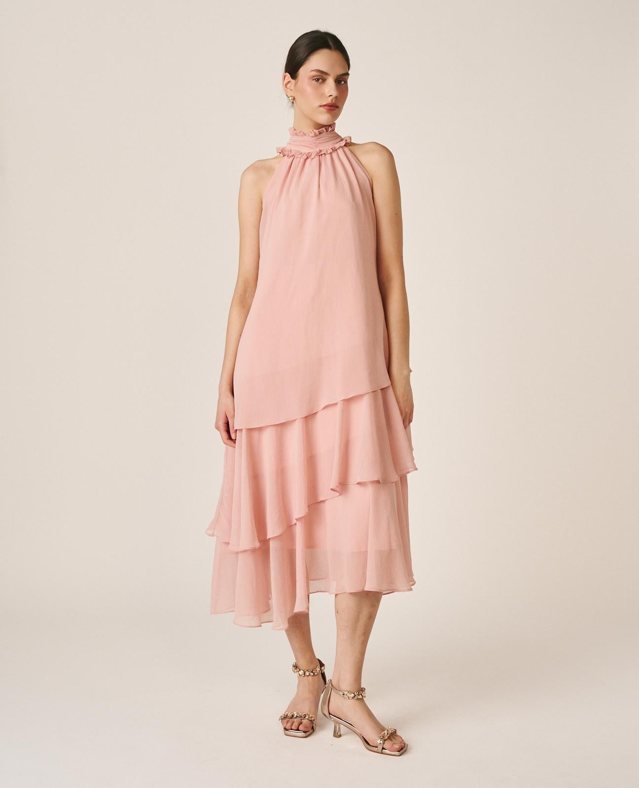 VESTIDO GASA VOLANTES