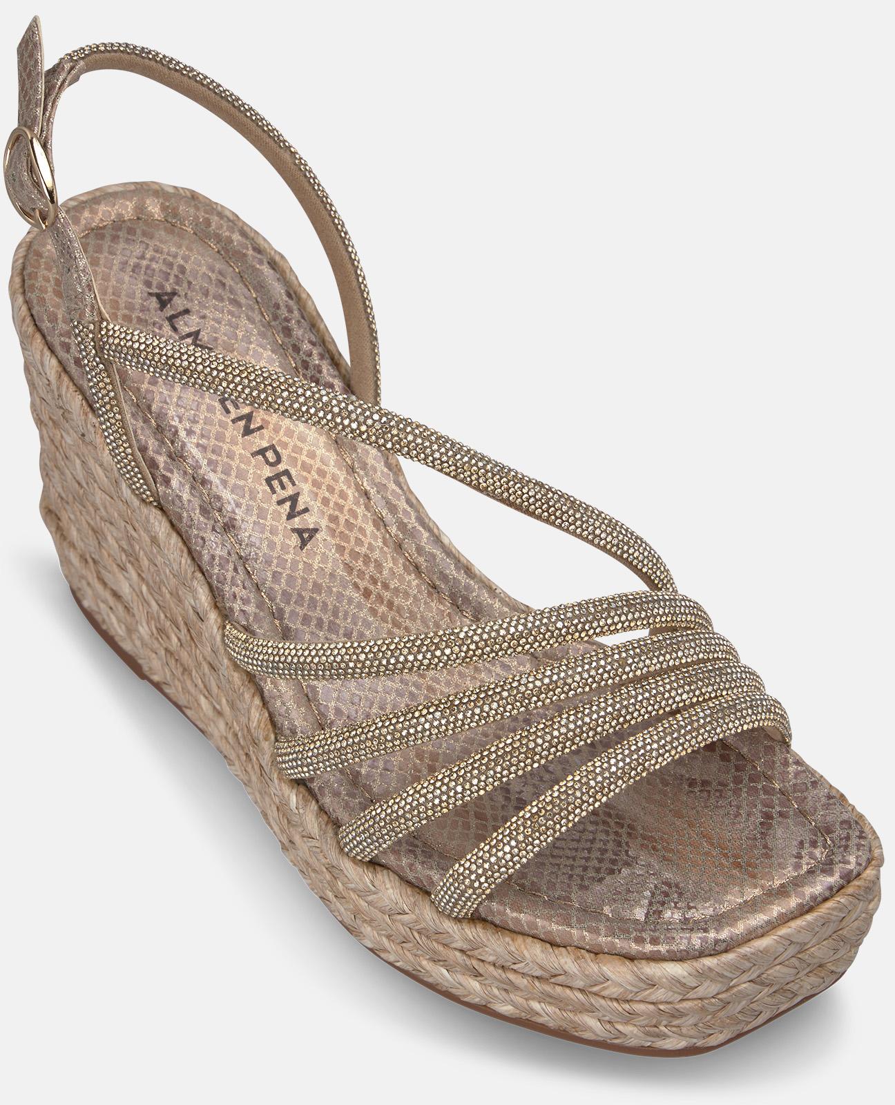 SANDALIA CUÑA ESPARTO CON CUATRO TIRAS TUBULARES