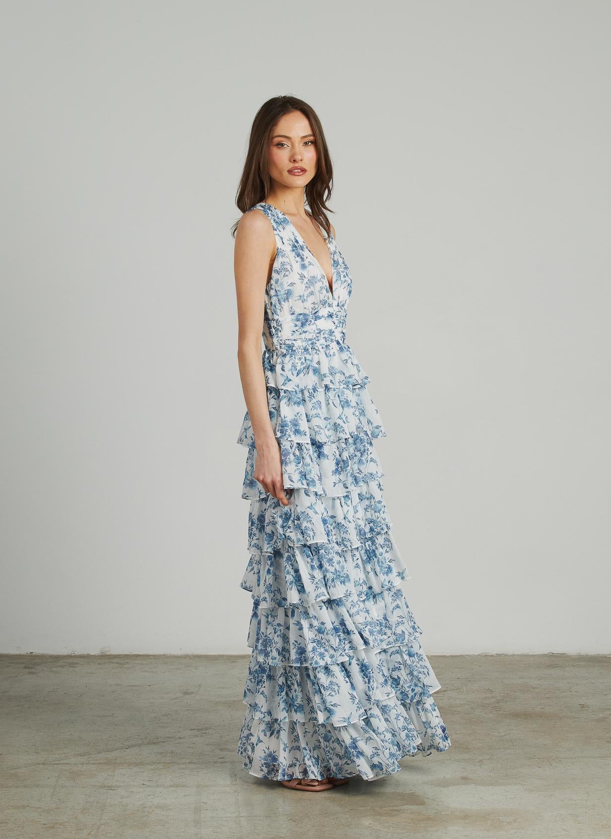 LONG DRESS WITH RUFFLED STRAPS