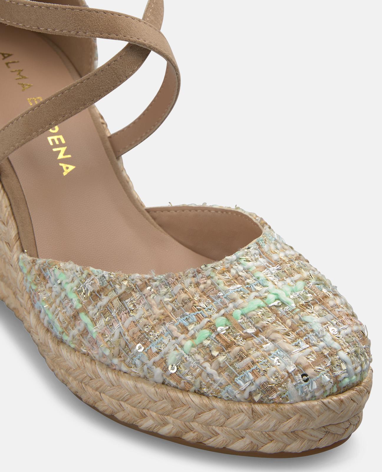 SANDALIA VALENCIANA TELA ALTURA ALTA