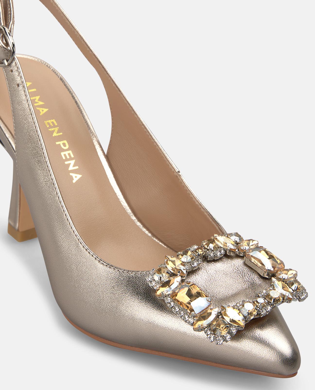 SALON MIT SCHNALLENVERSCHLUSS UND MEHRFARBIGEN STRASSSTEINEN