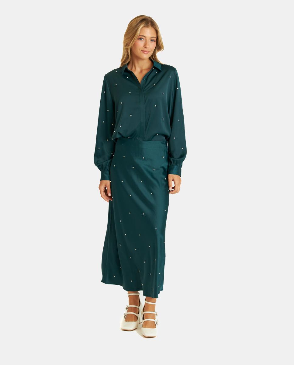 SAIA COMPRIDA DE CETIM COM BRILHANTES