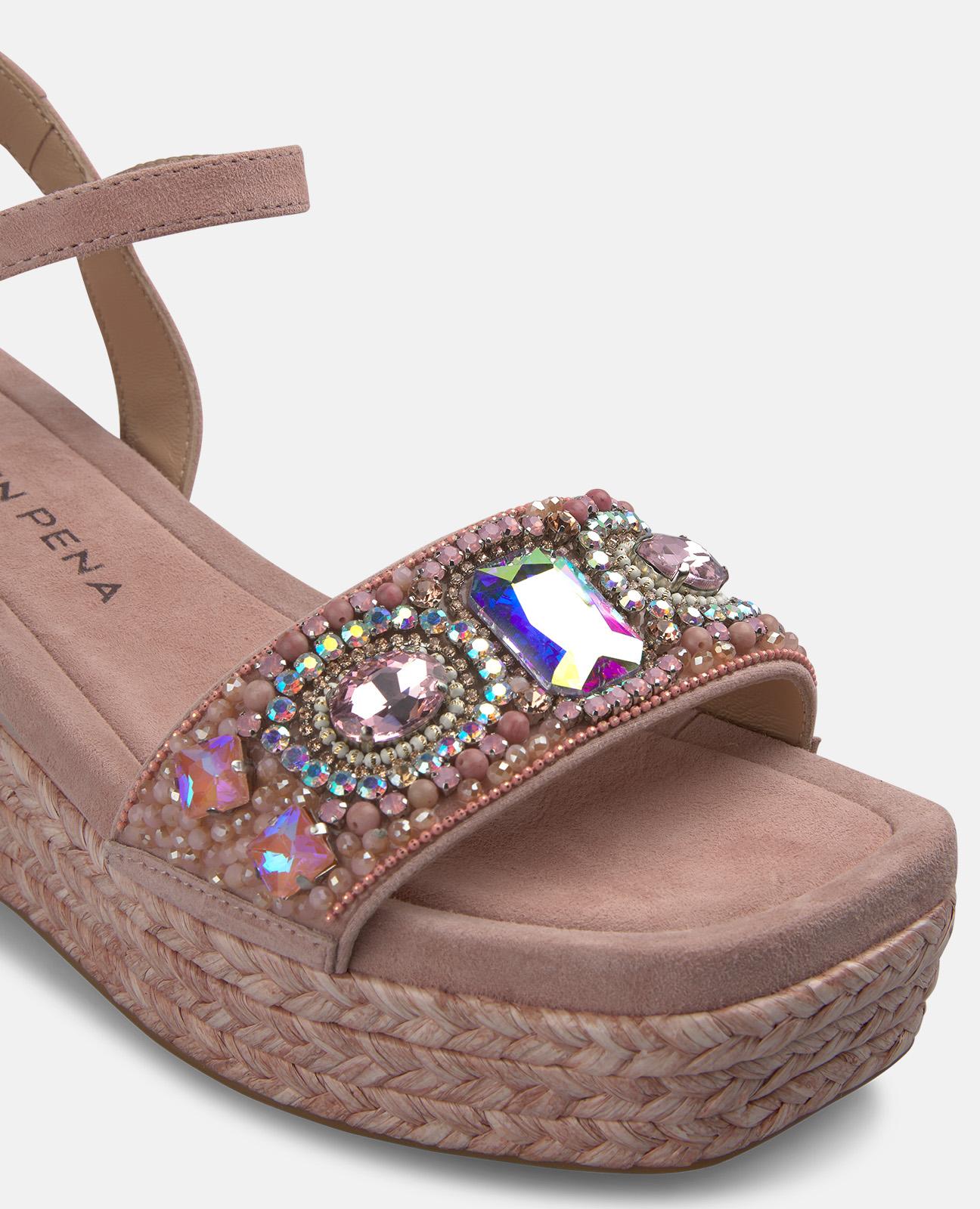 SANDALIA DE ESPARTO TIRA FRONTAL ABALORIOS