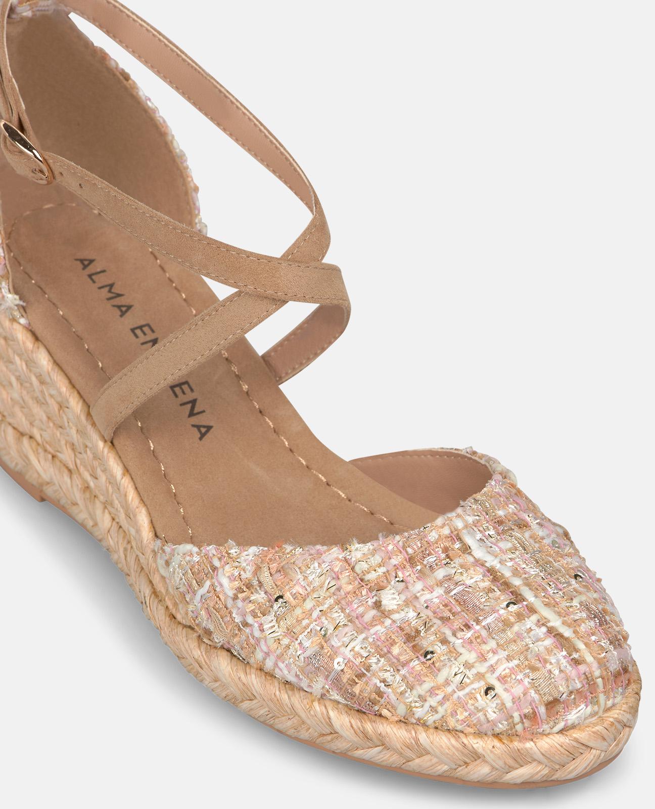 VALENCIAN MID-HEEL FABRIC SANDAL