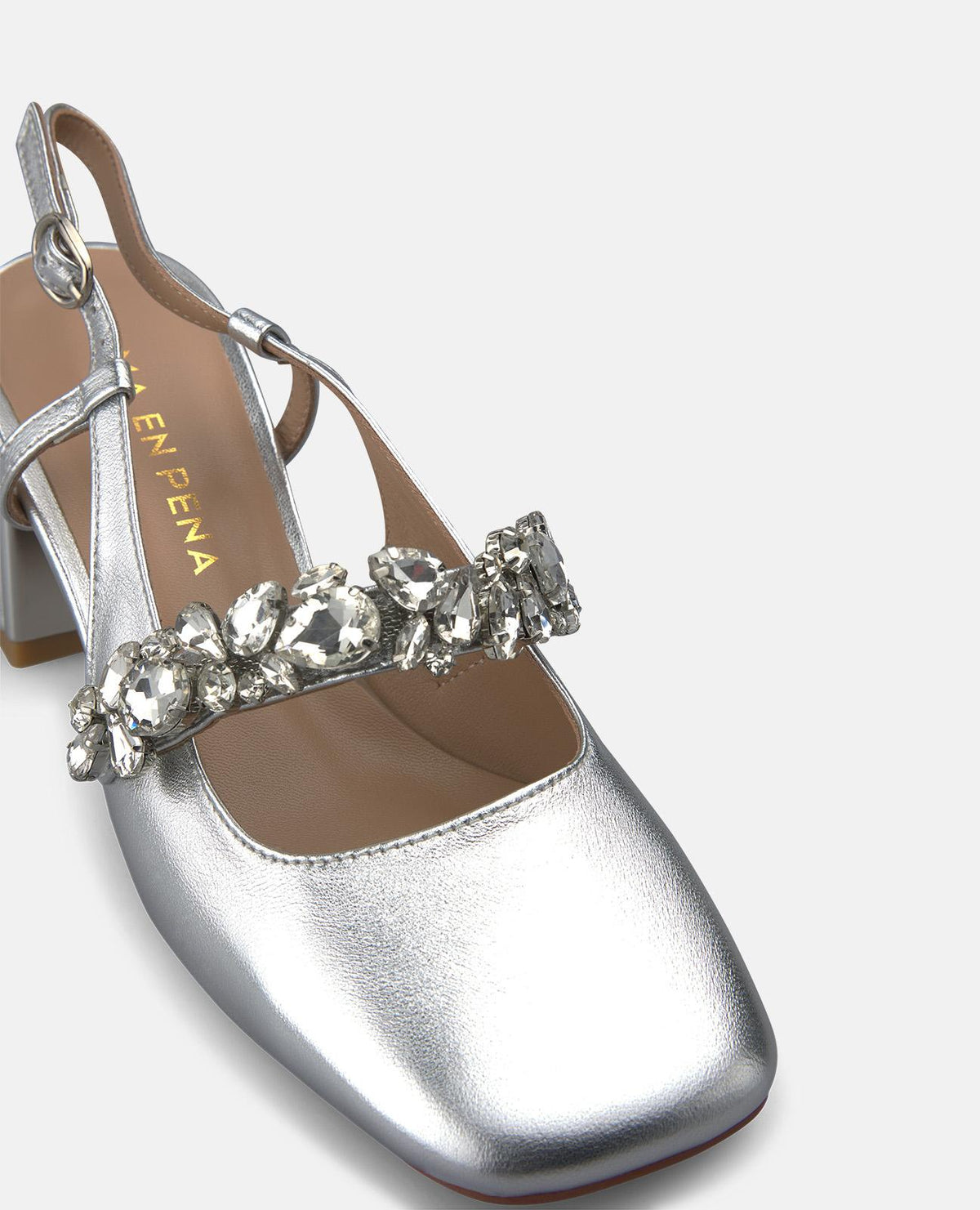 SCARPA SENZA TALLONE CON STRISCIA E GIOIELLO