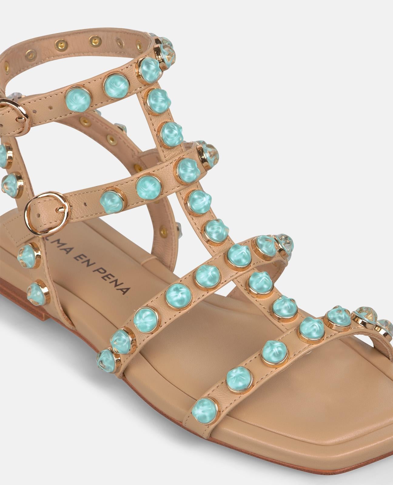 FLAT STRAPPED SANDALS WITH STUDS
