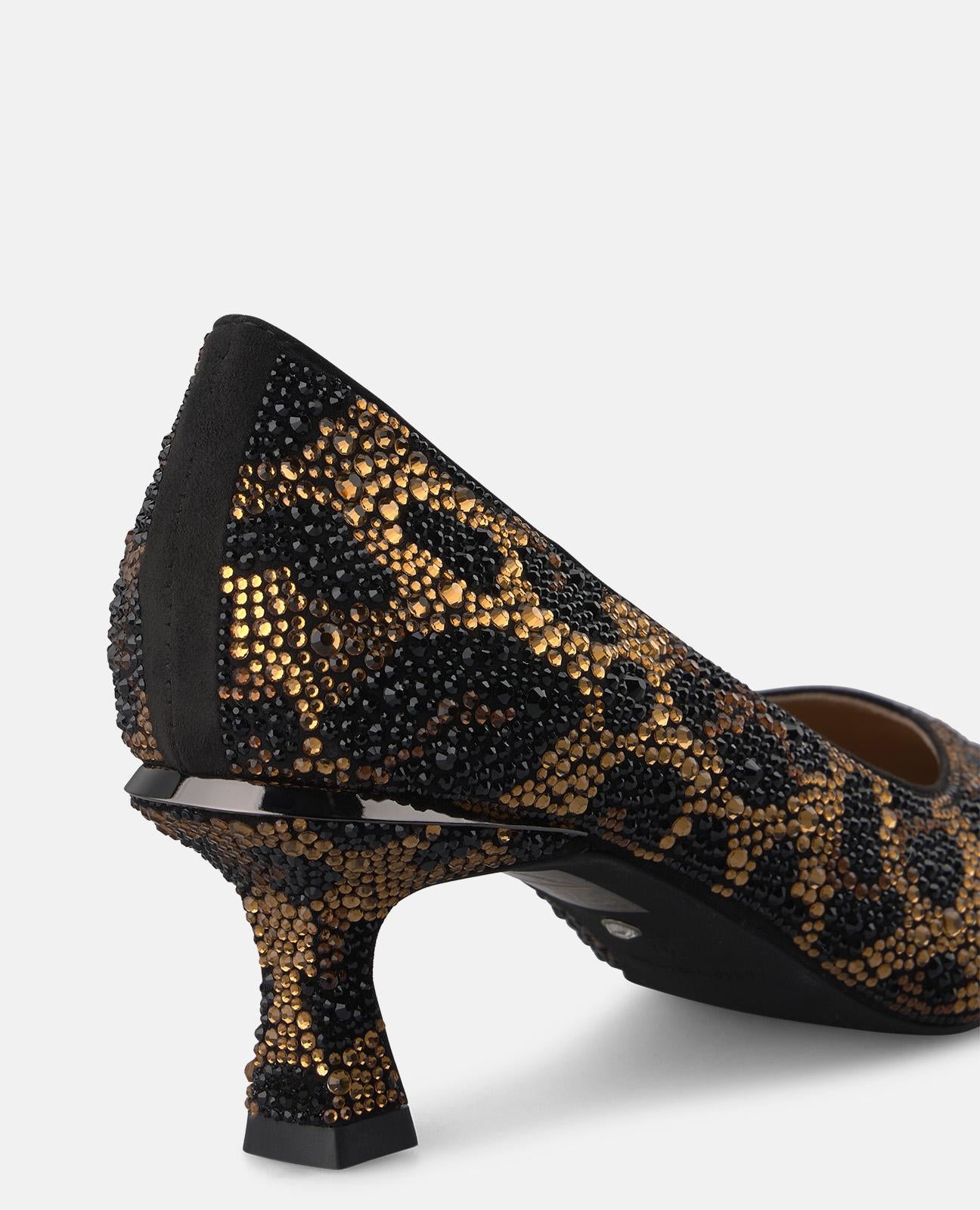ZAPATO TACÓN CHUPETE ANIMAL PRINT METALIZADO