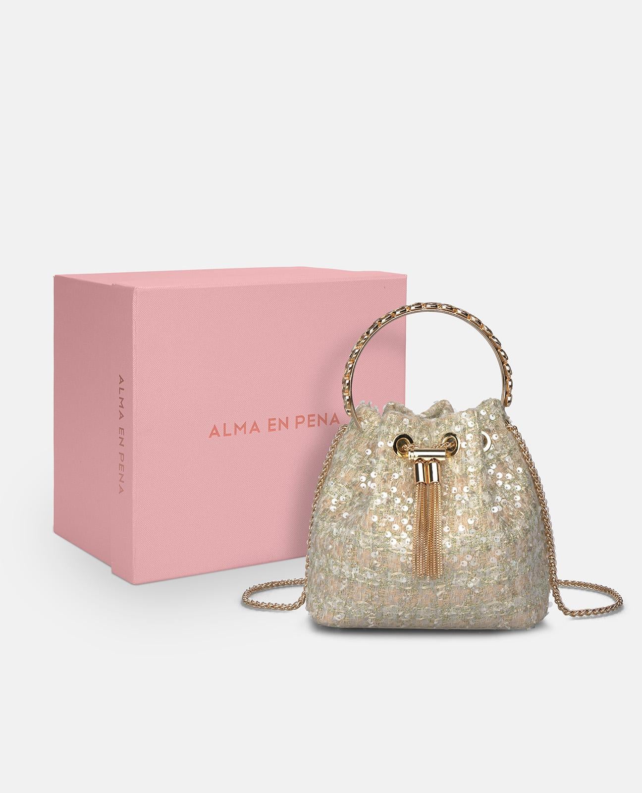 SAC À MAIN AVEC POIGNÉE EN STRASS