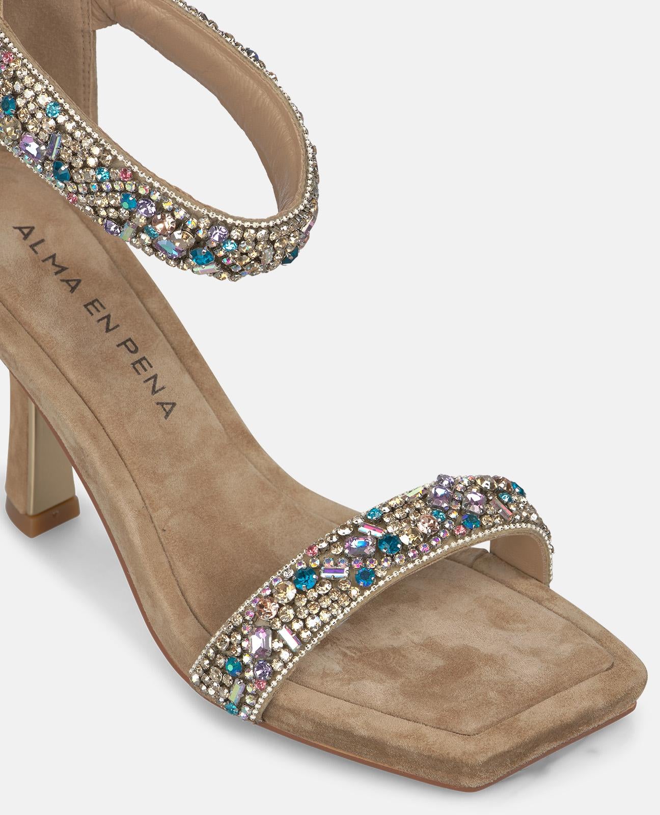 DOUBLE STRAP SANDAL WITH JEWEL EFFECT