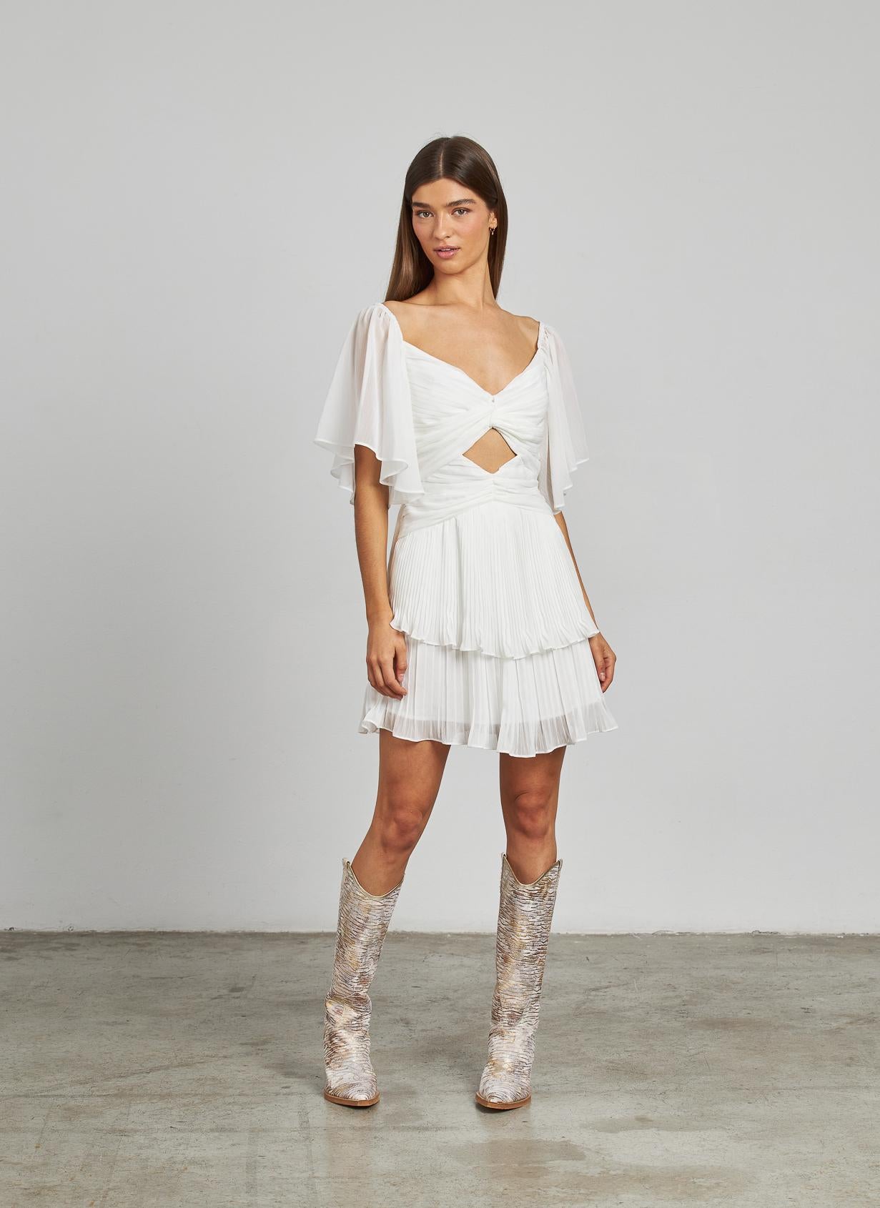 CUT OUT RUFFLES DRESS