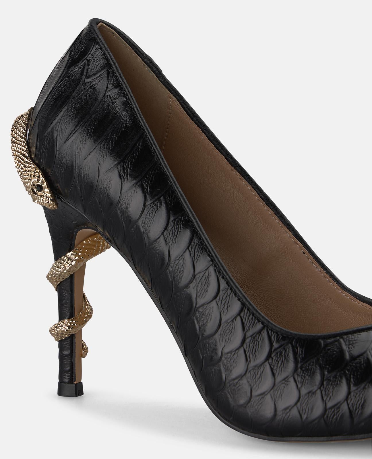ZAPATO PIEL TACÓN CON SERPIENTE
