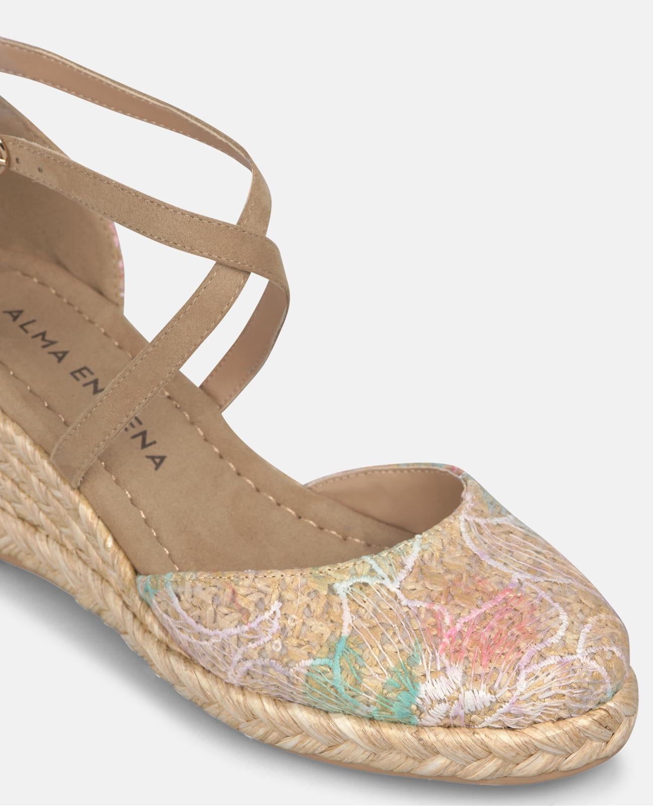 VALENCIAN MID-HEEL FABRIC SANDAL