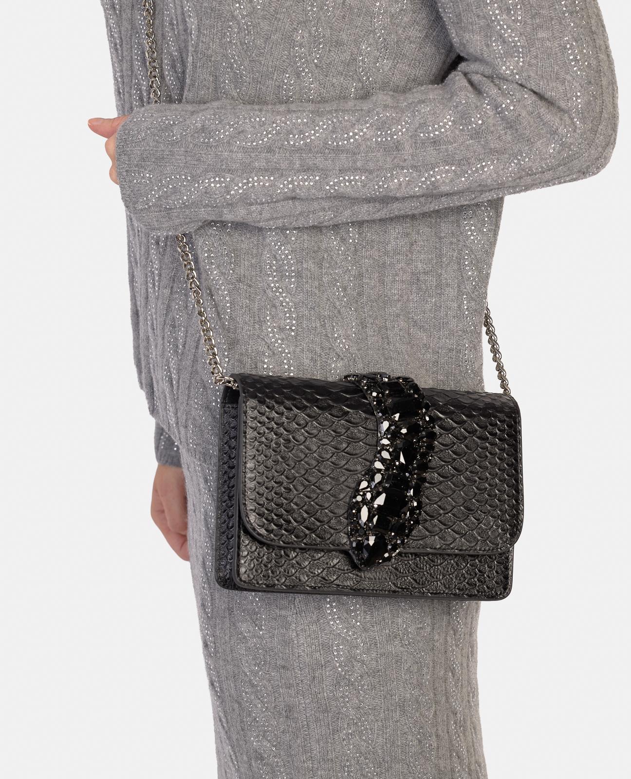 SNAKE FLAP SHOULDER BAG