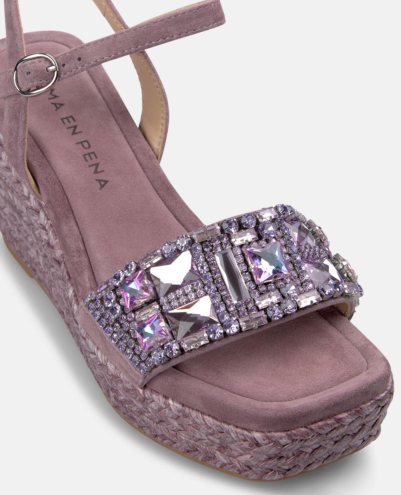 SANDALIA CUÑA ESPARTO TIRA EN PEDRERIA