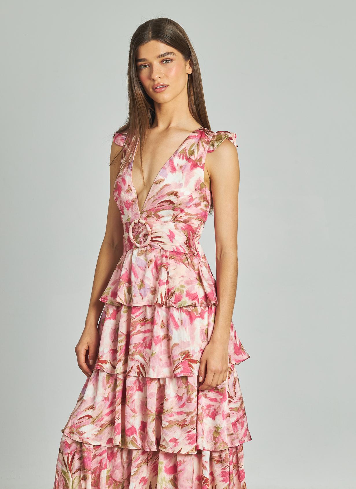 BUCKLE RUFFLE DRESS